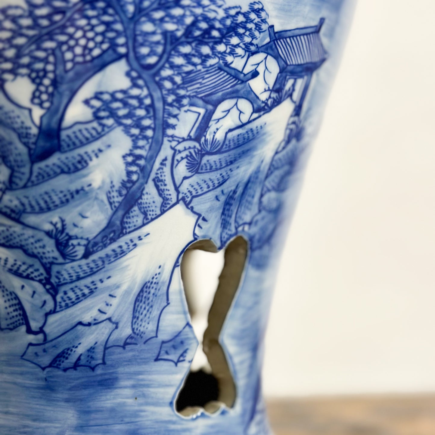Village Scene Porcelain Stool