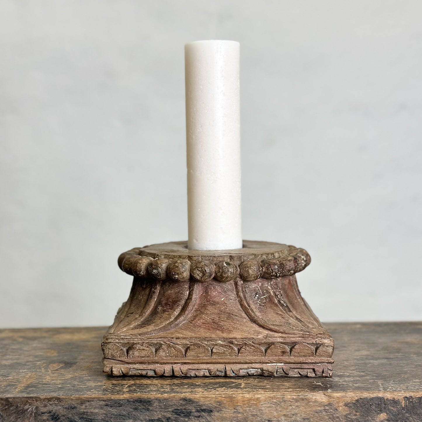 Carved Column Base Candle Stand