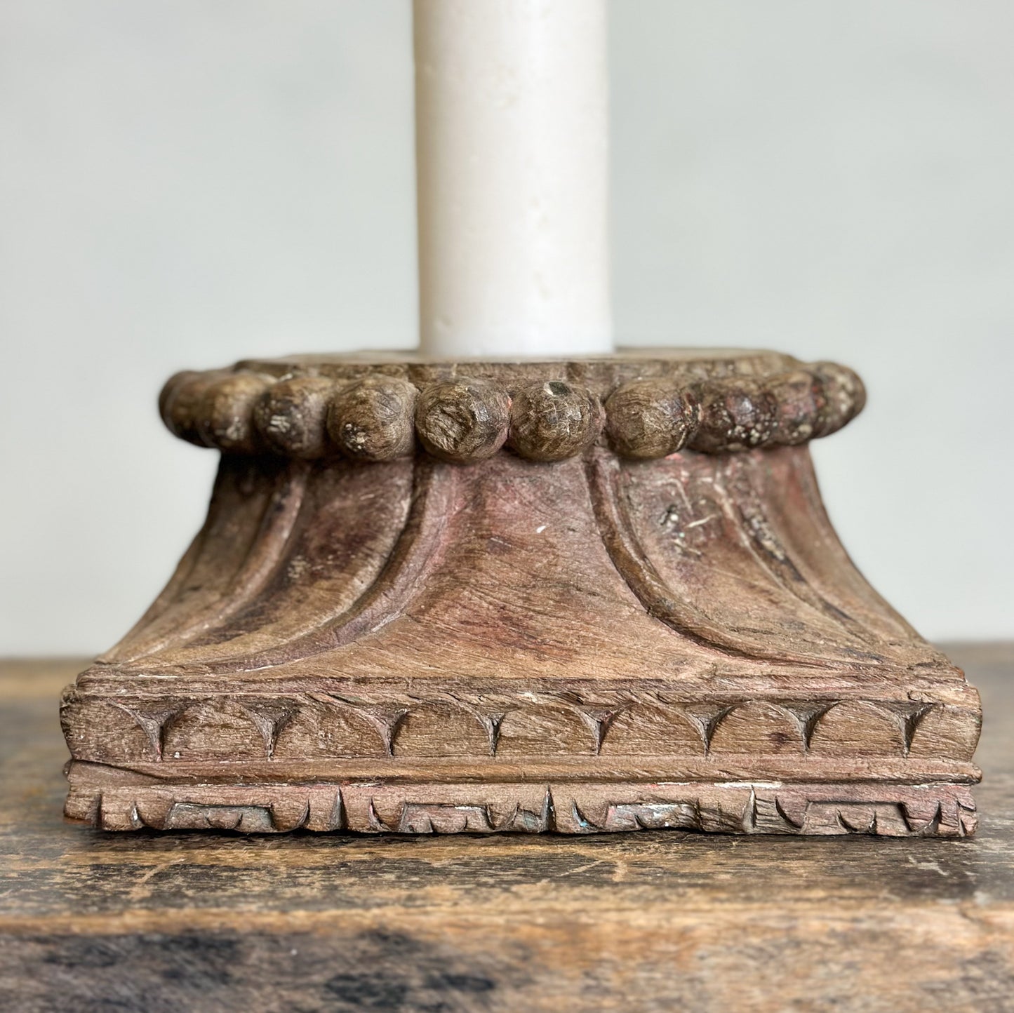 Carved Column Base Candle Stand
