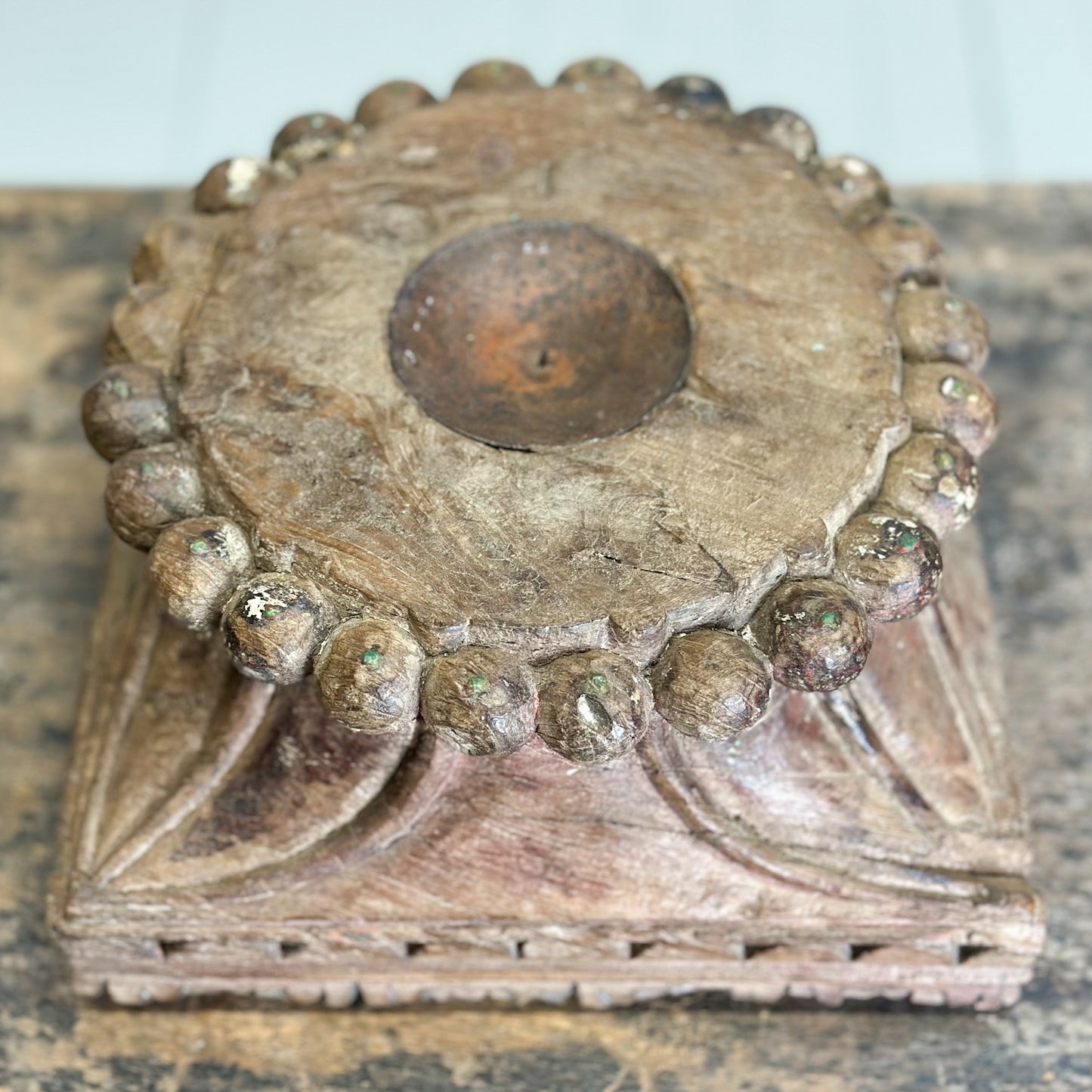 Carved Column Base Candle Stand