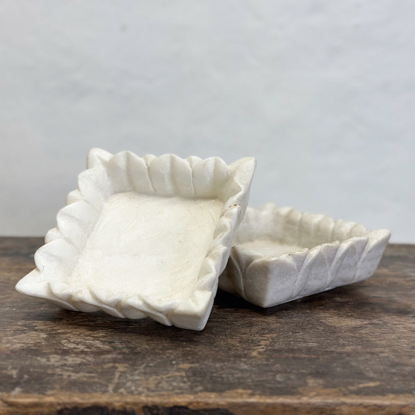 Square Marble Frangipani Plate