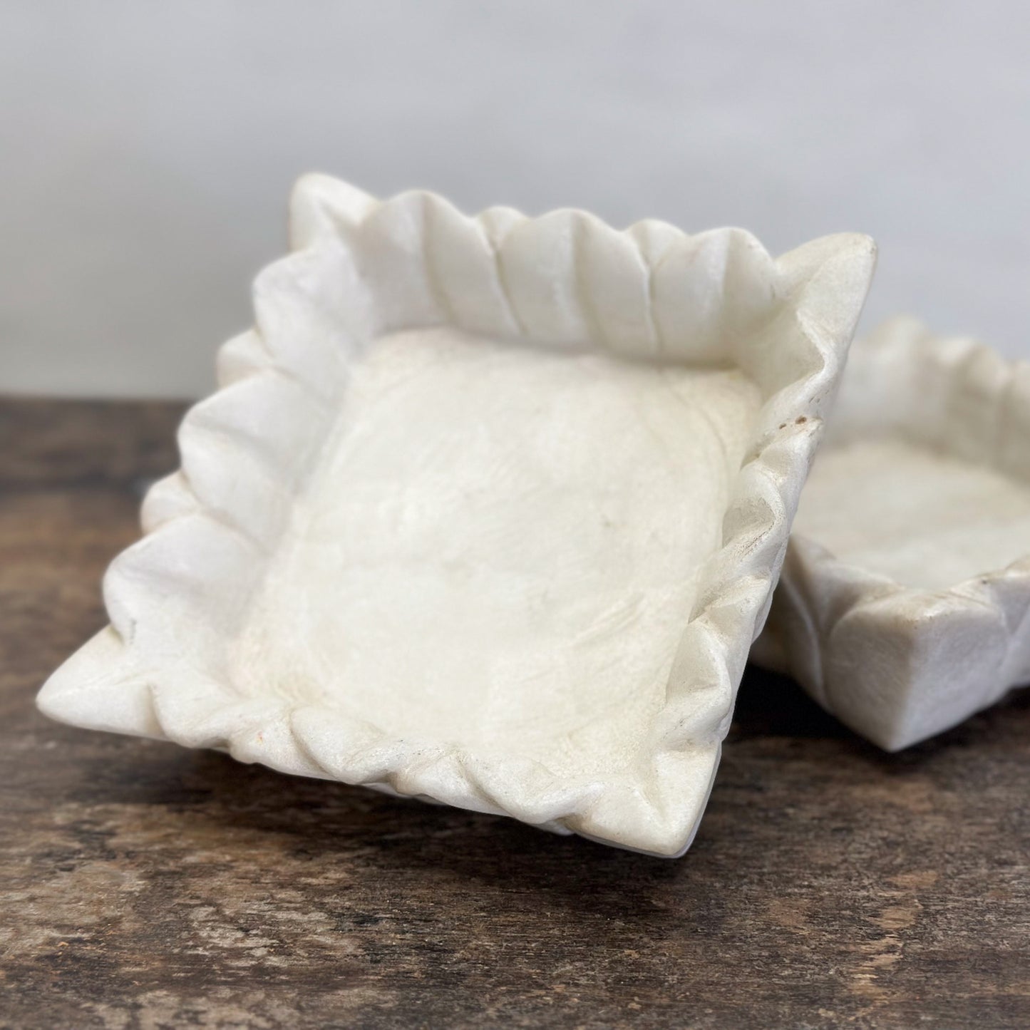 Square Marble Frangipani Plate