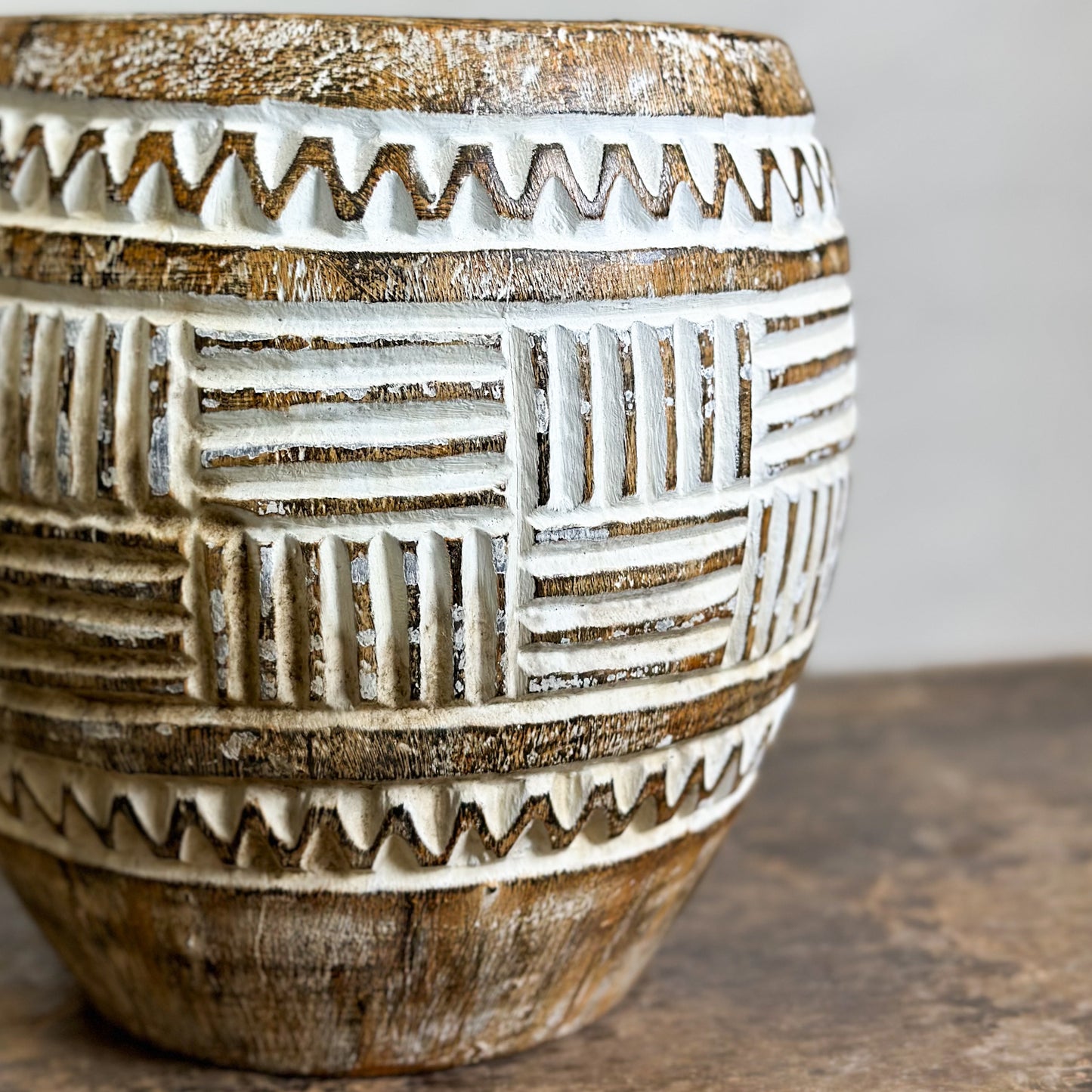 Suar Wood Candle Carving
