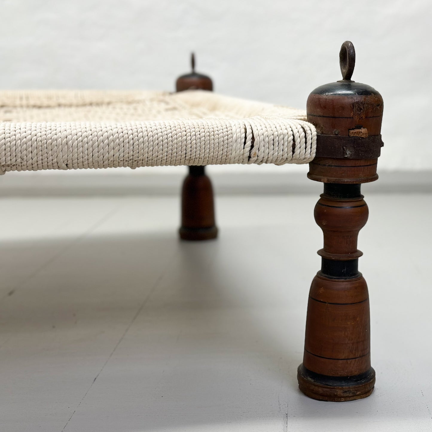 Vintage-Woven-Macrame-Indian-Charpai-Bed-Bench-Swing