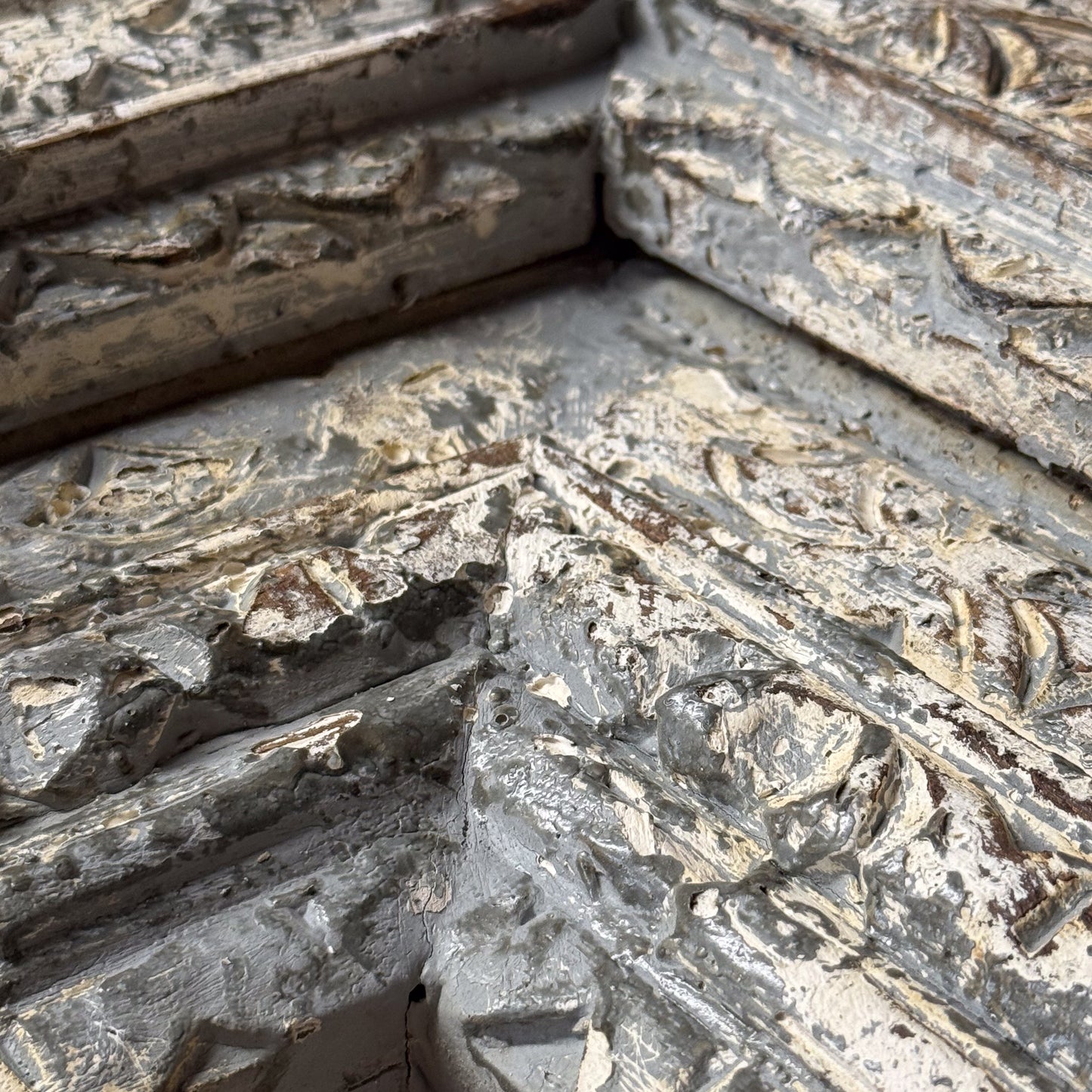 Close-up of decorative stone tiles with intricate patterns
