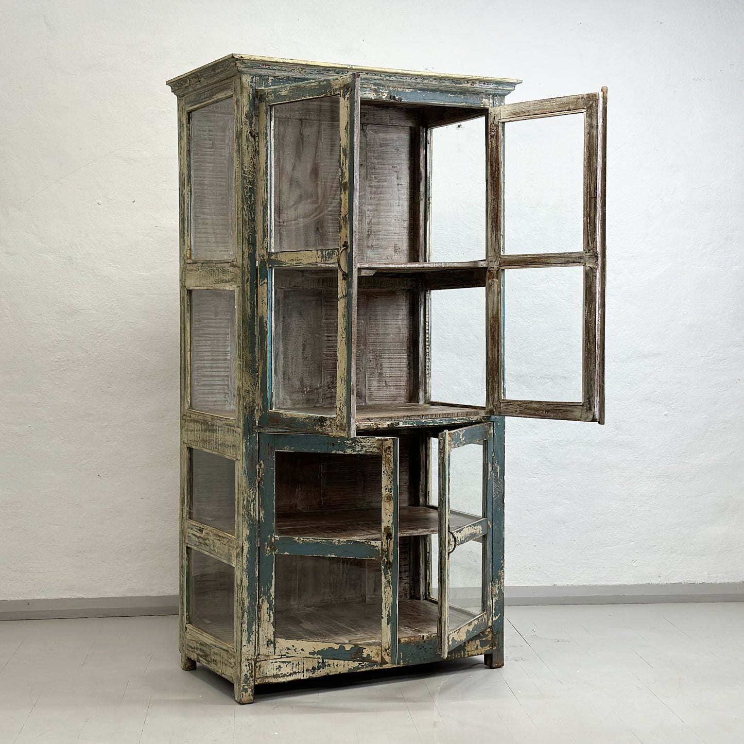 Distressed Vintage Glass Almirah