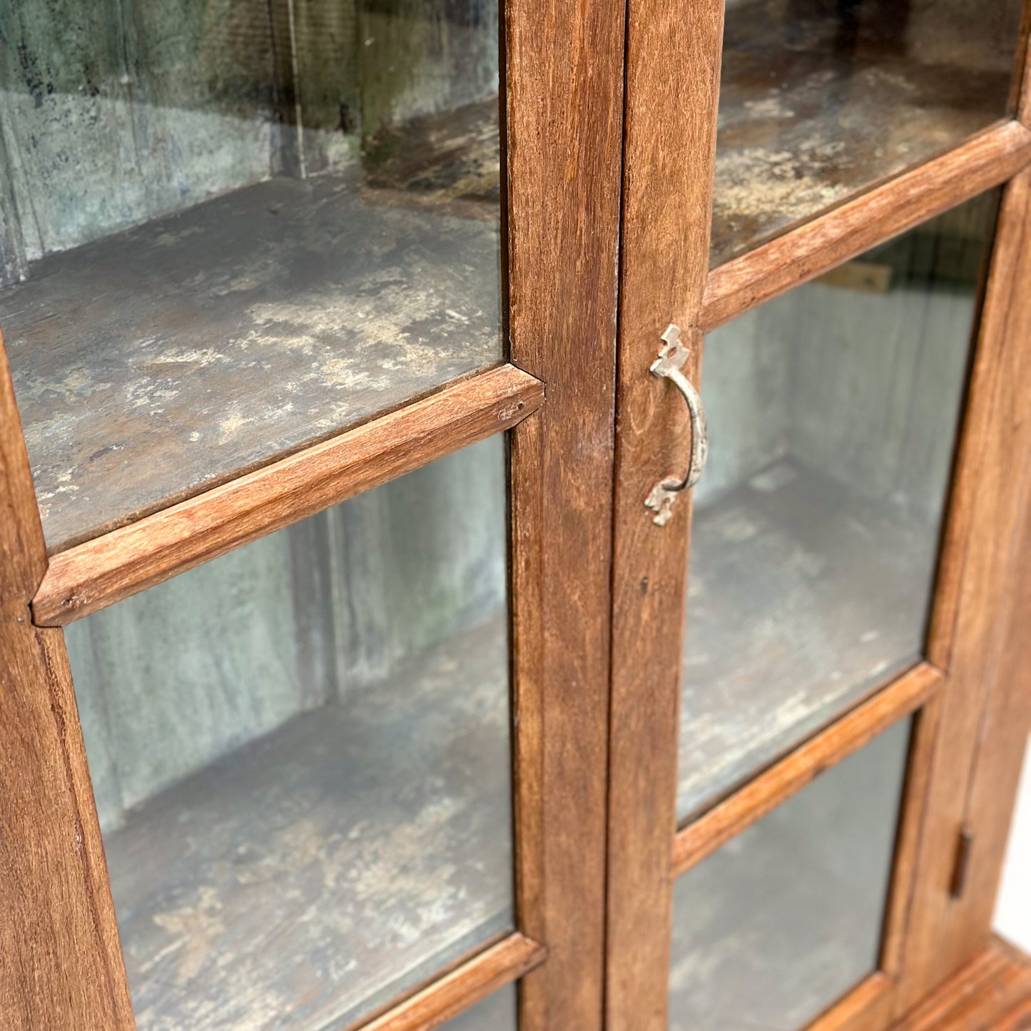 Vintage Glass Cabinet with Cabriole Leg