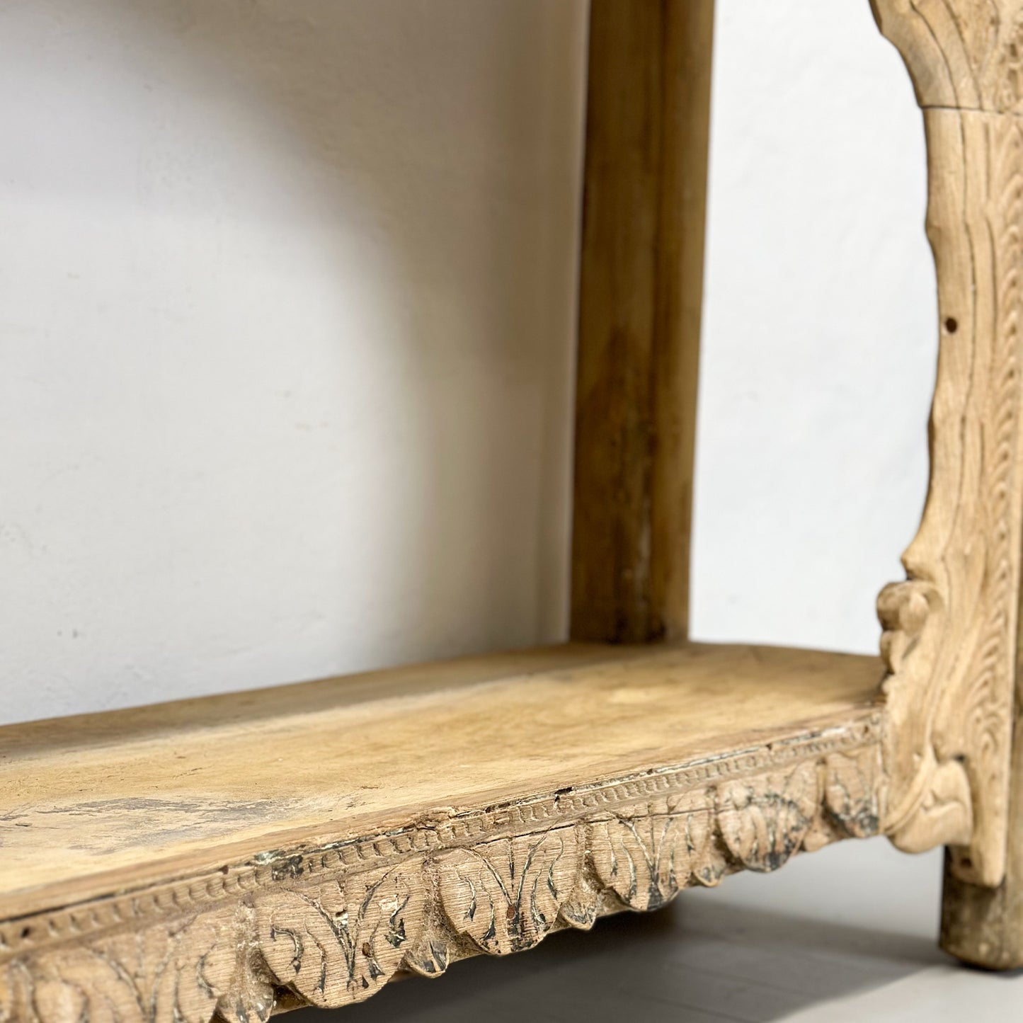 Carved Console with Framed Shelf