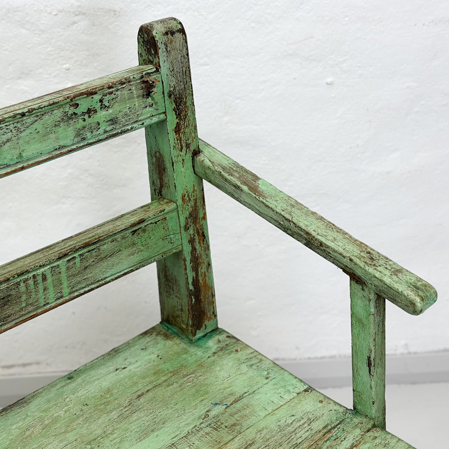 Painted Rustic Green Bench