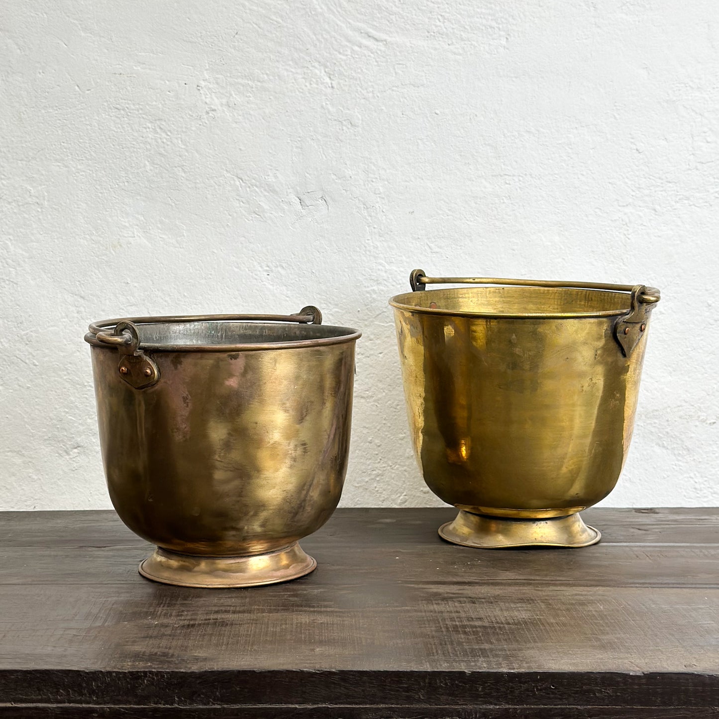 Large Brass Bucket with Base