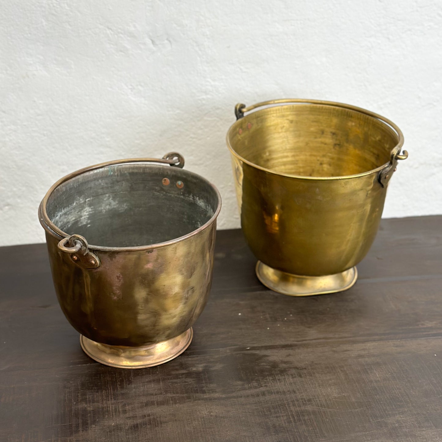 Large Brass Bucket with Base