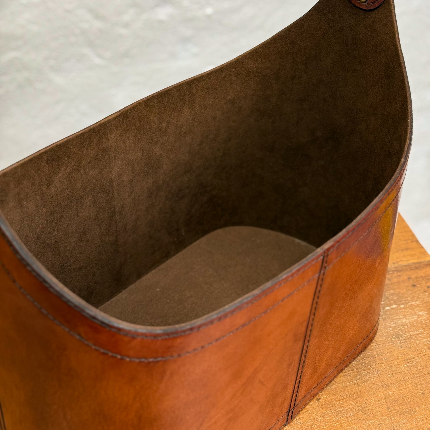 Leather Basket with Handle