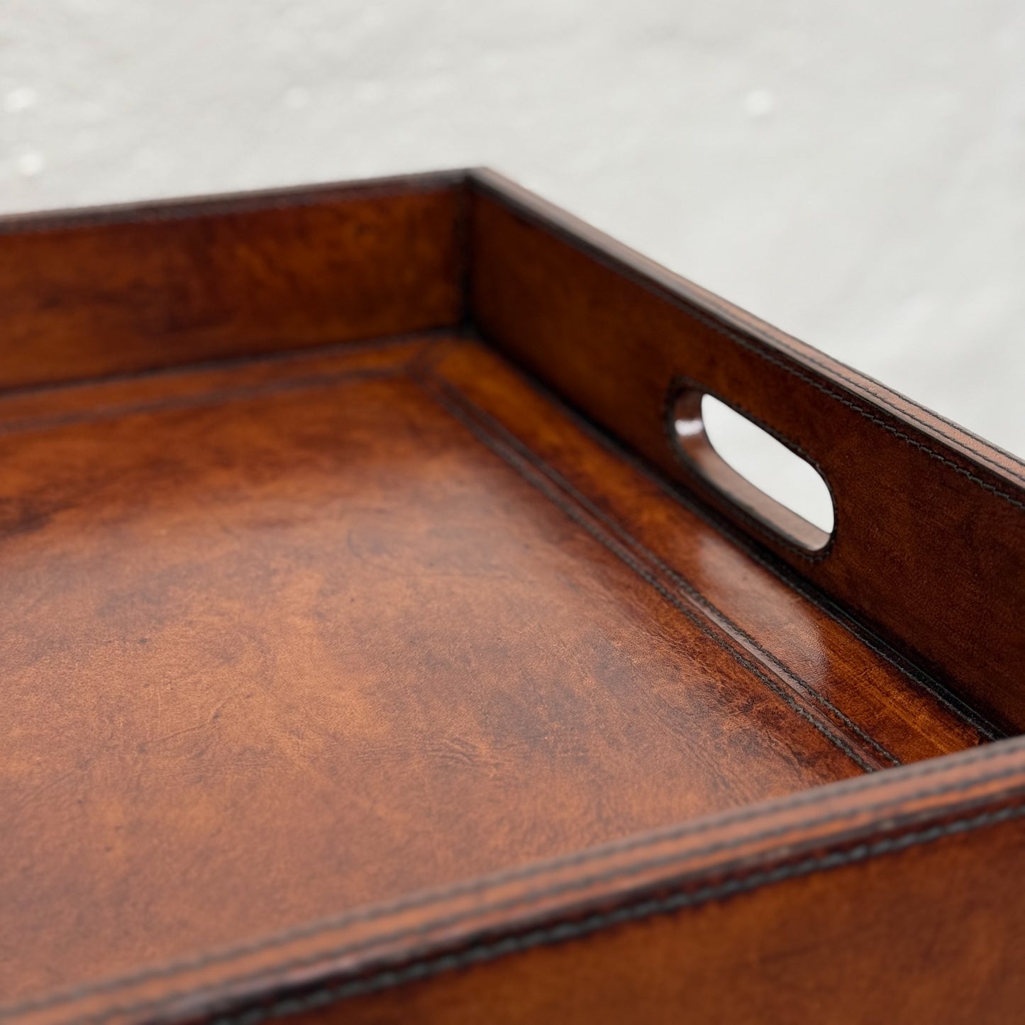Tan Leather Folding Butler's Tray