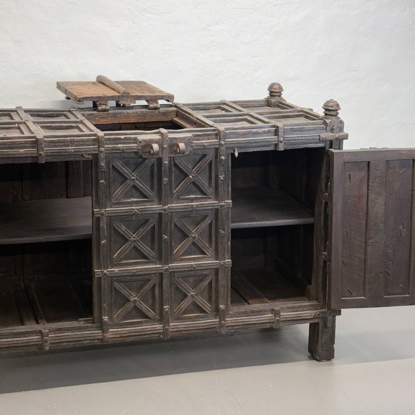 Carved Cross Vintage Pitara Chest