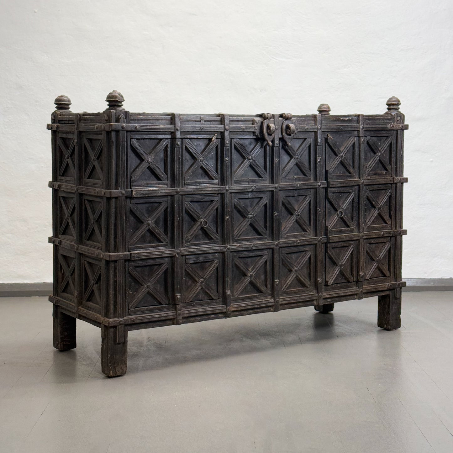 Carved Cross Vintage Pitara Chest