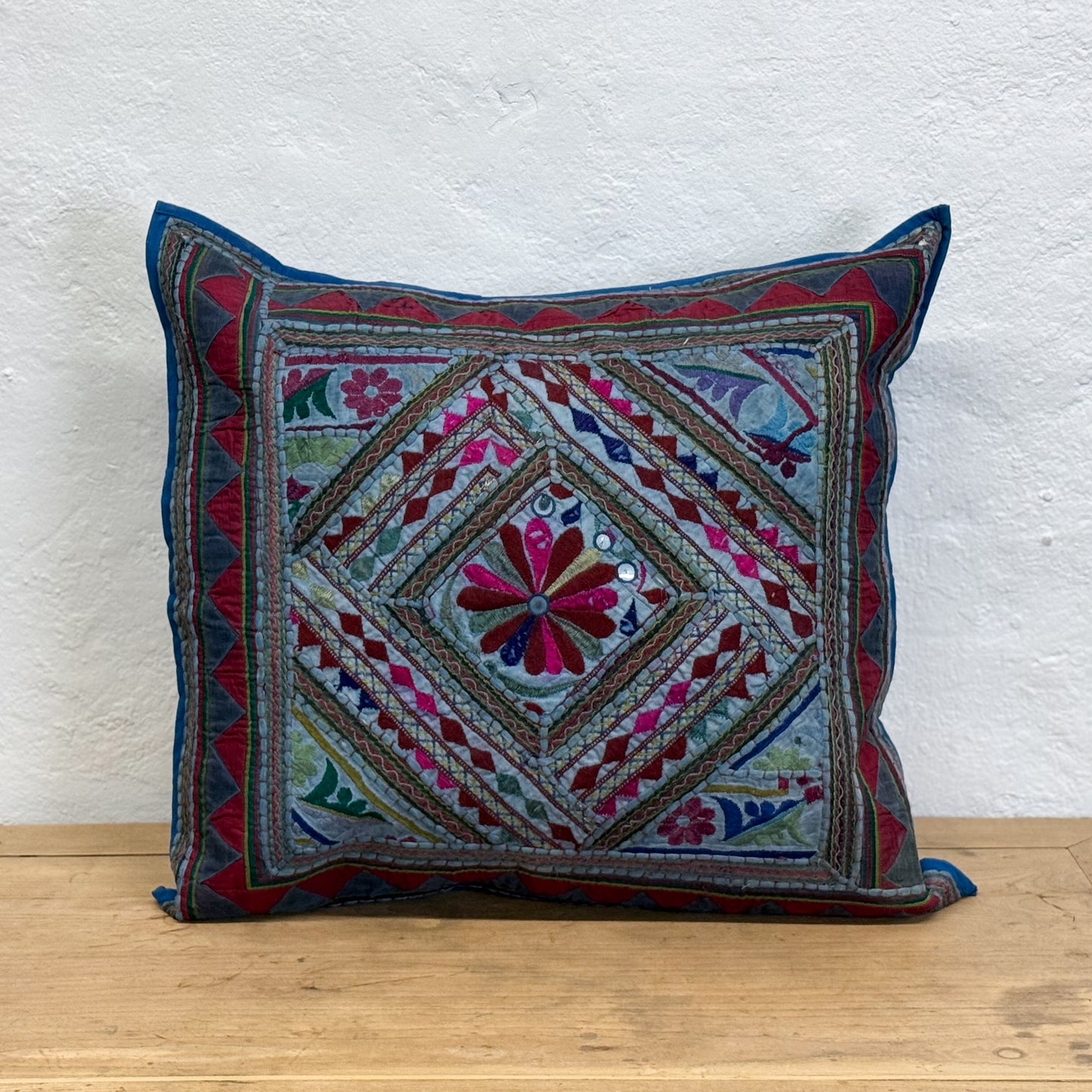 Blue Embroidered Cushion III