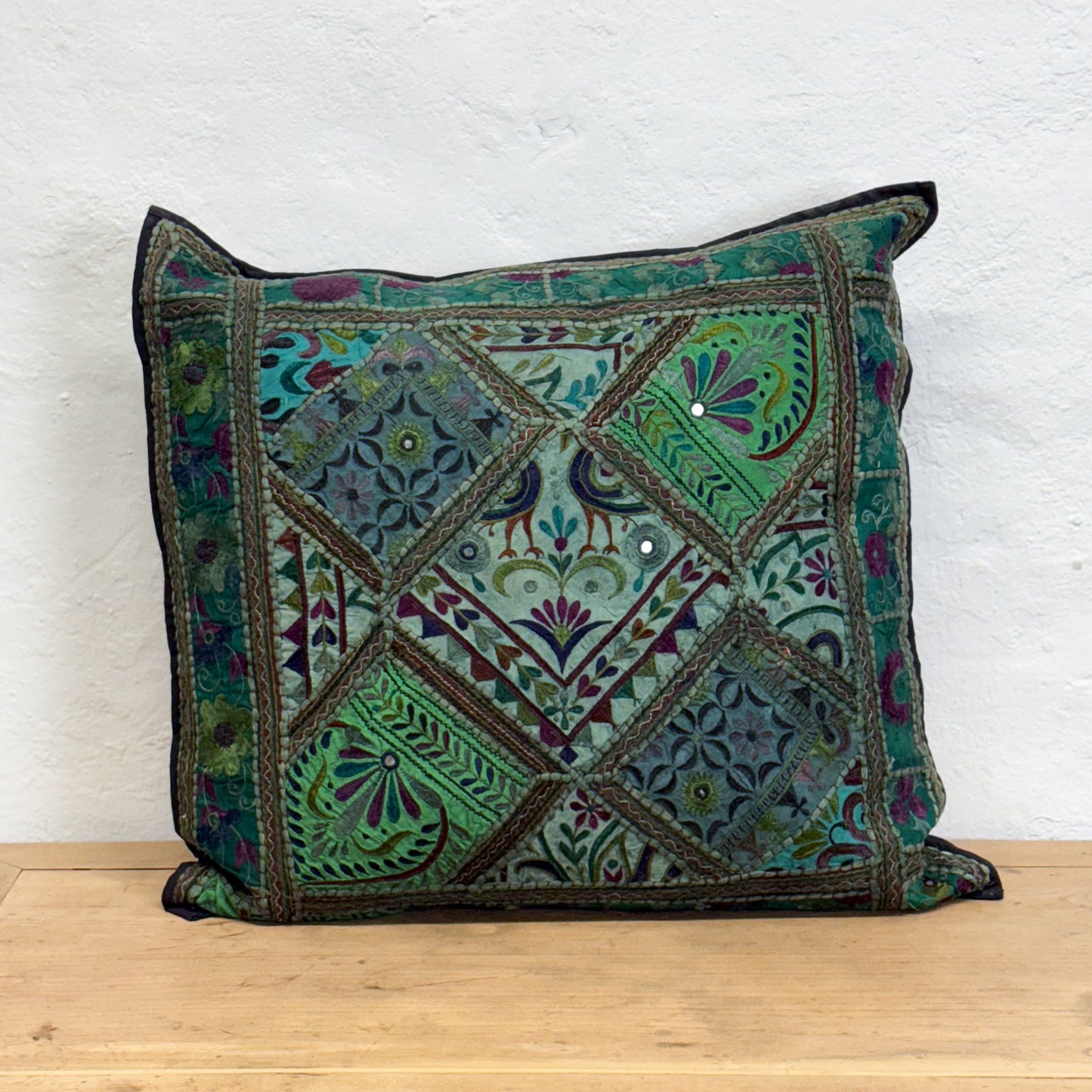 Green Embroidered Cushion I