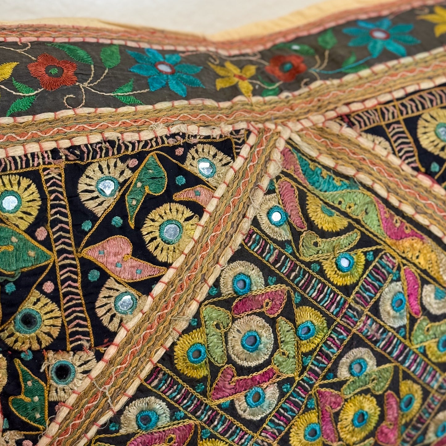 Floral Bordered Embroidered Cushion