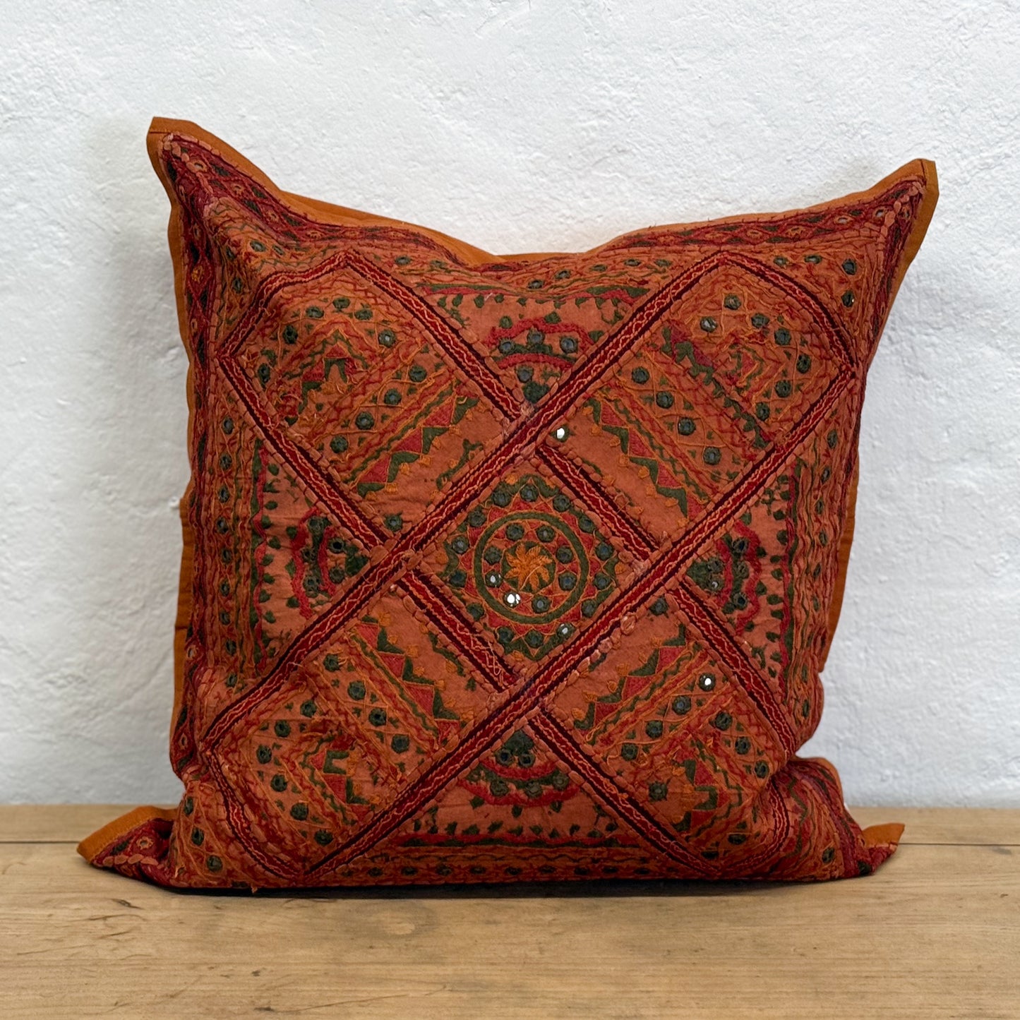 Rust Embroidered Cushion II