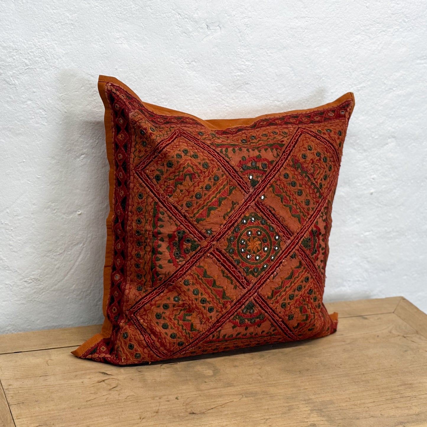 Rust Embroidered Cushion II