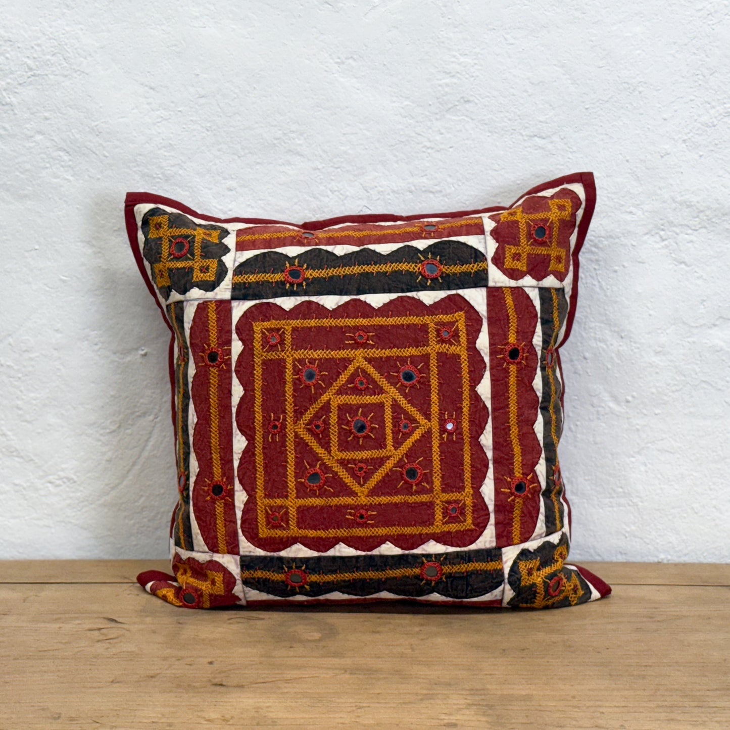 Geometric Embroidered Cushion
