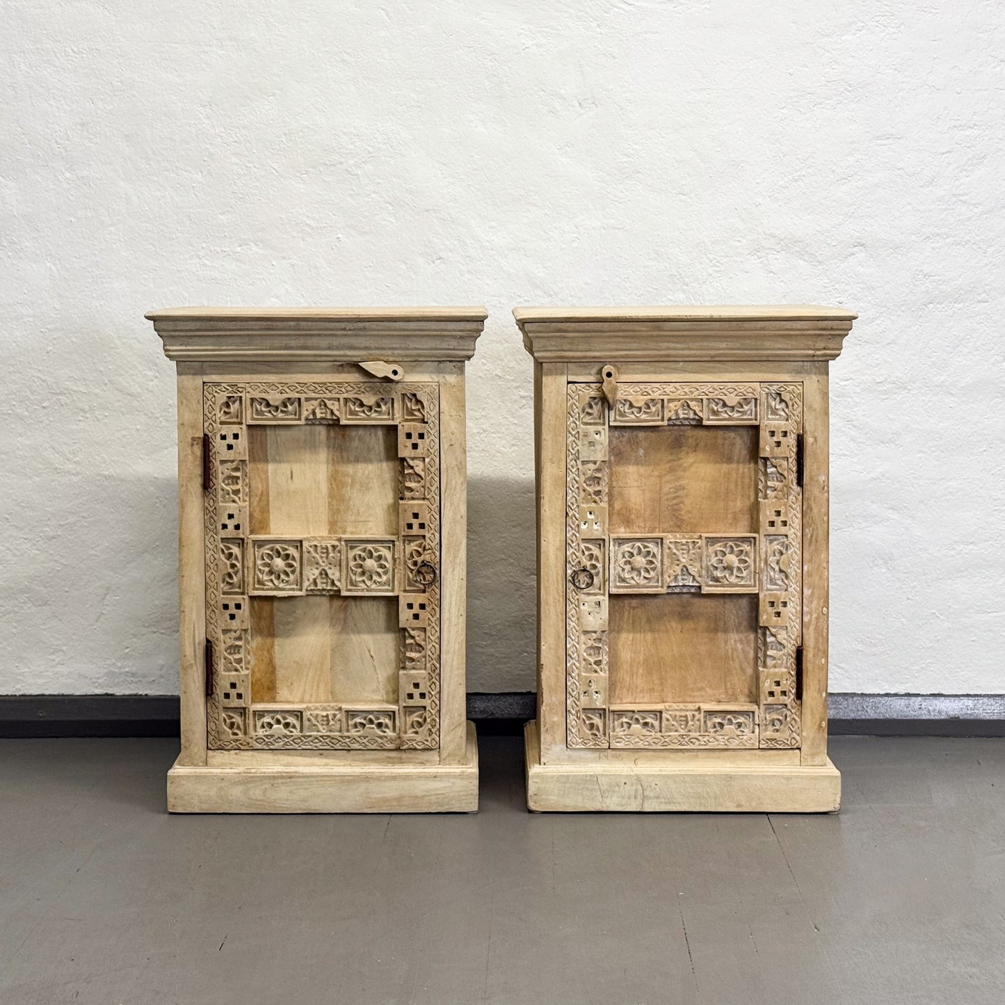 Carved Bedside Table Cabinet