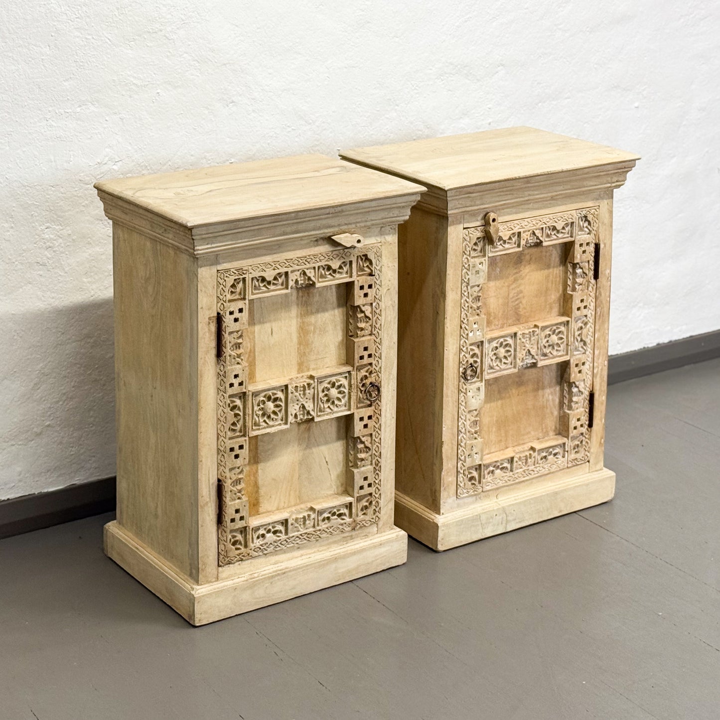 Carved Bedside Table Cabinet