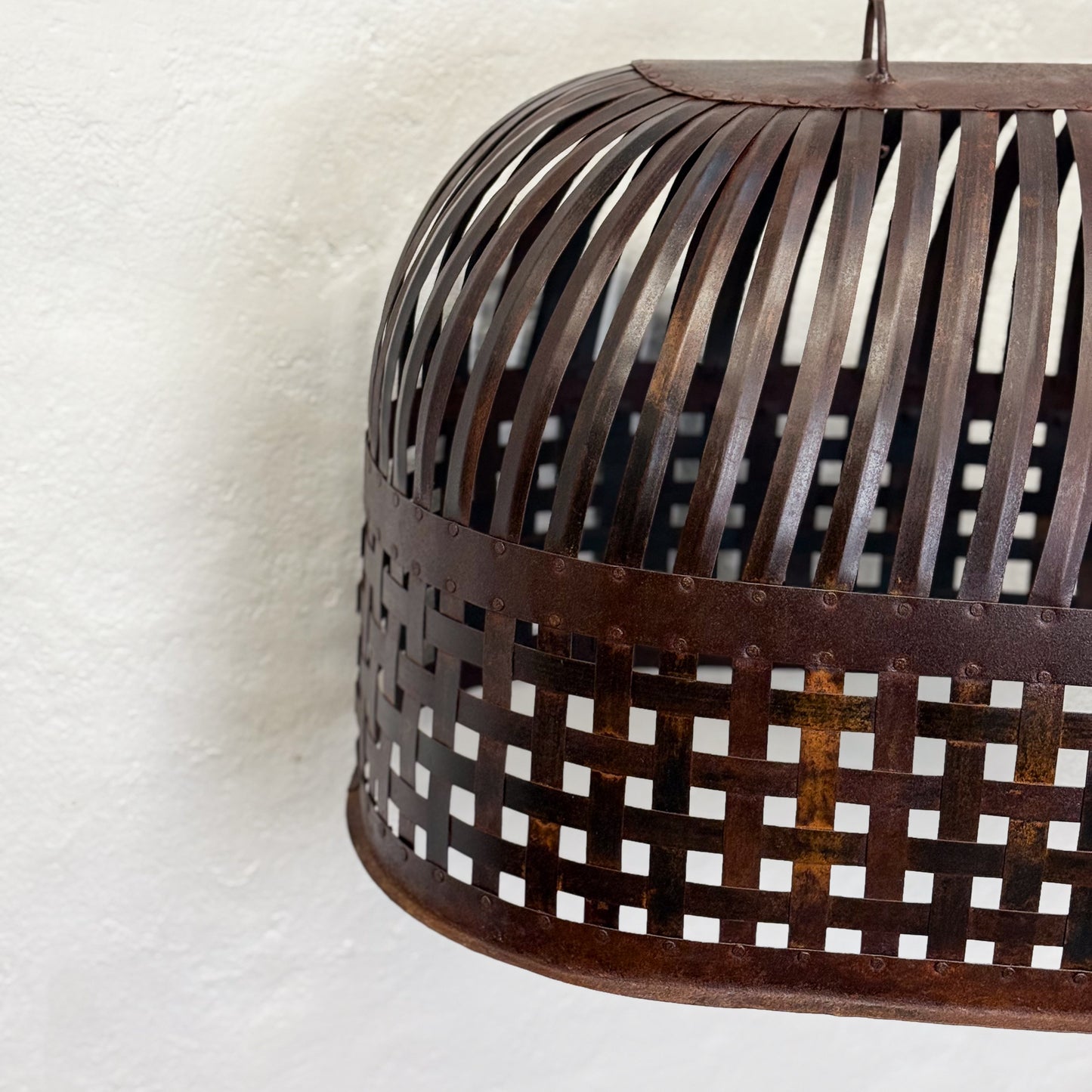 Banded Iron Domed Pendant Light