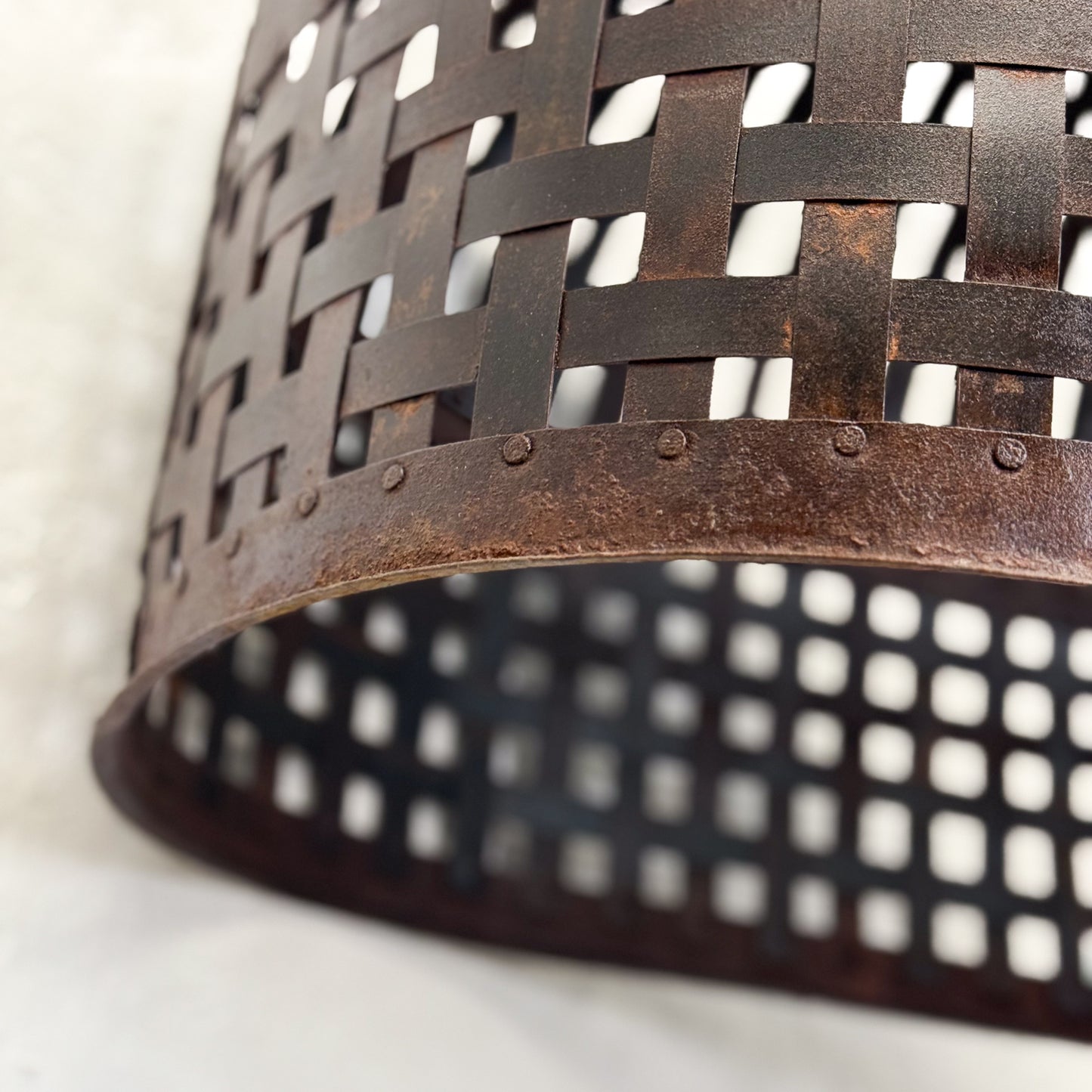 Banded Iron Domed Pendant Light