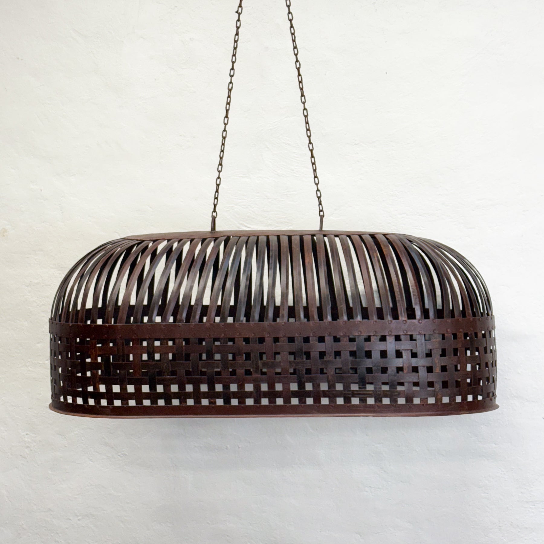 Banded Iron Domed Pendant Light