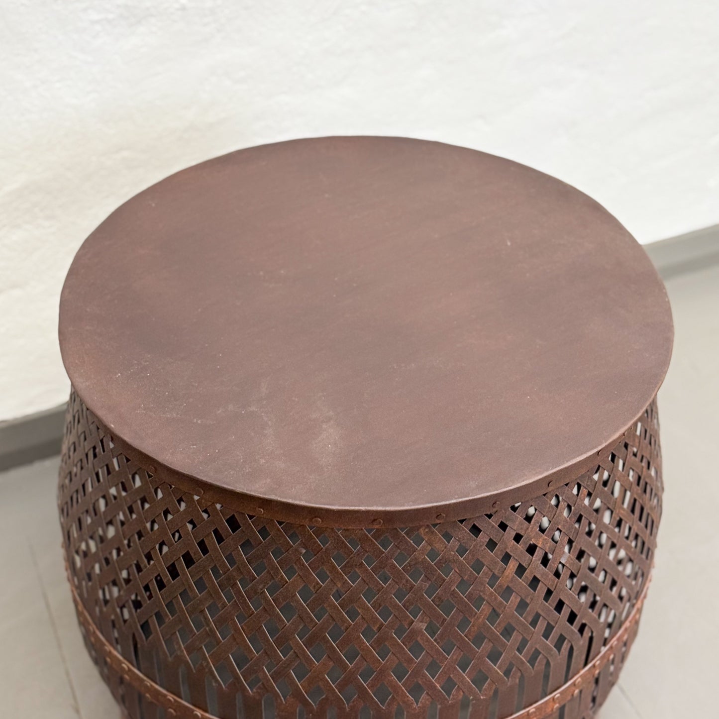 Iron Drum Side Table