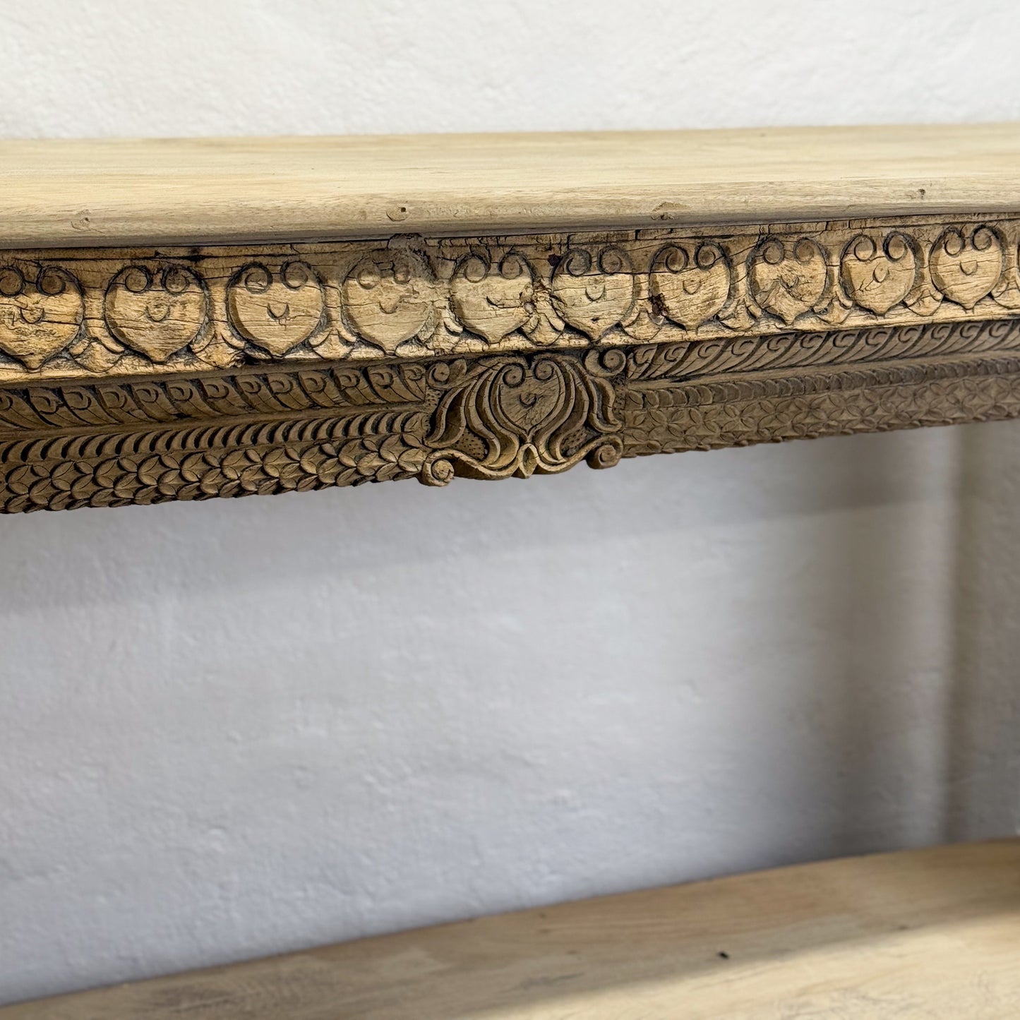 Carved Console Table with Shelf