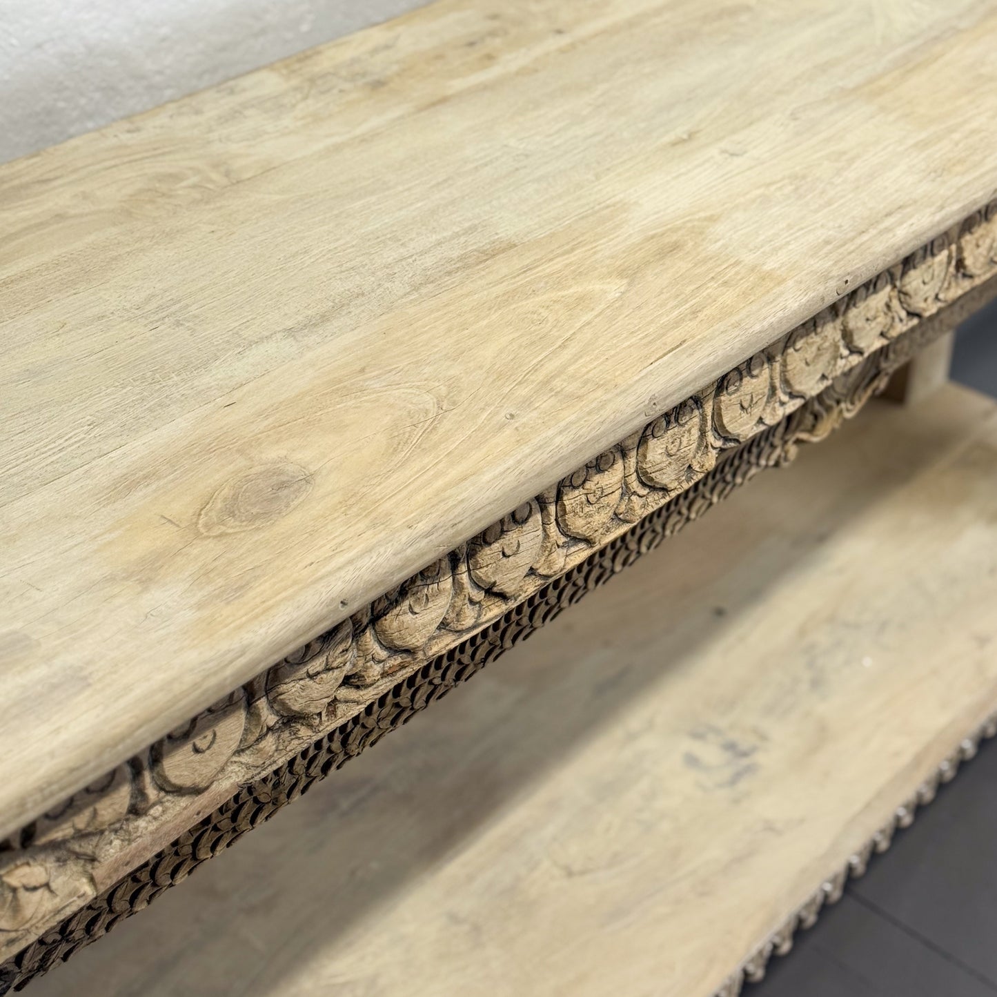 Carved Console Table with Shelf
