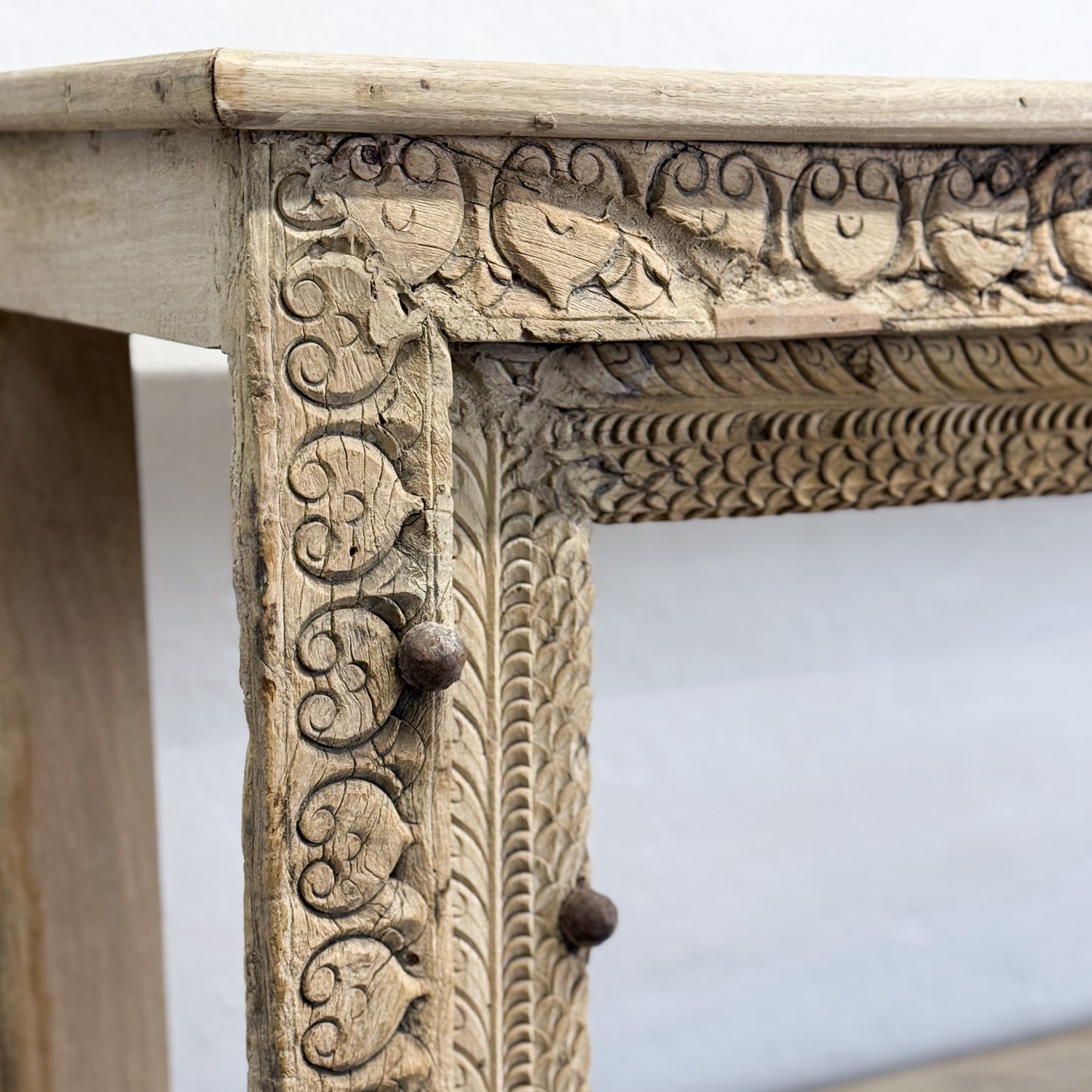Carved Console Table with Shelf