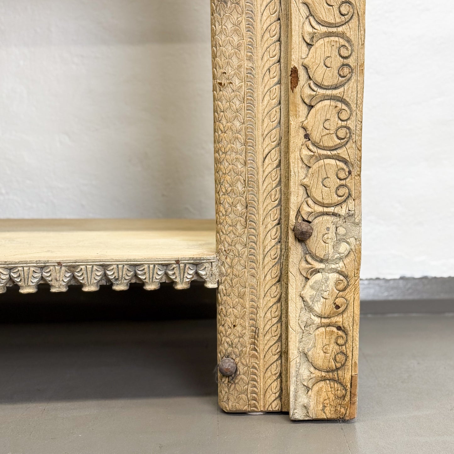 Carved Console Table with Shelf