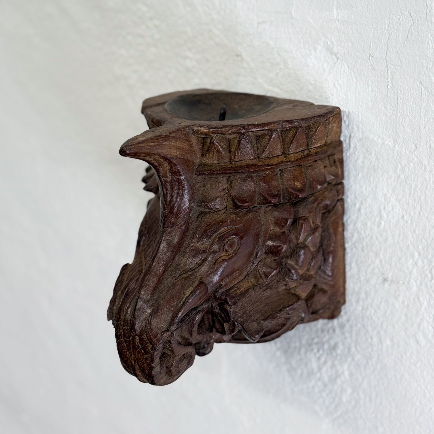 Carved Wooden Wall Candle Holder