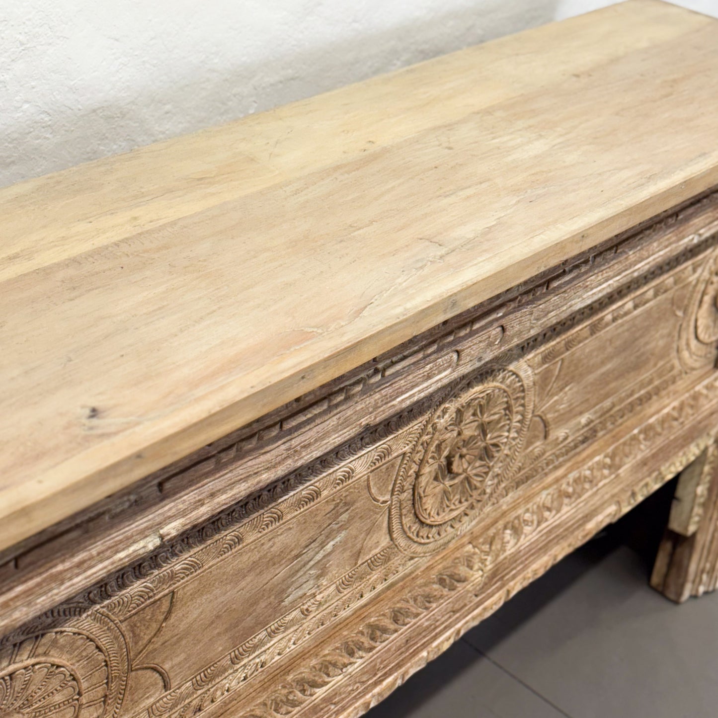 Carved Console Table Chest