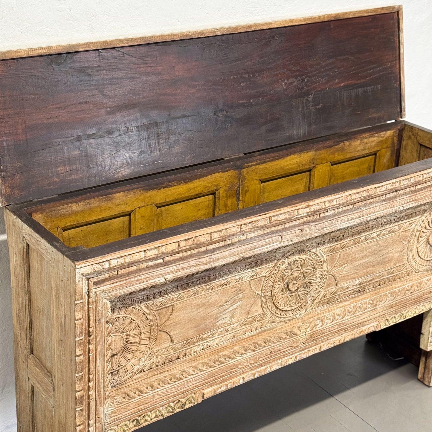 Carved Console Table Chest