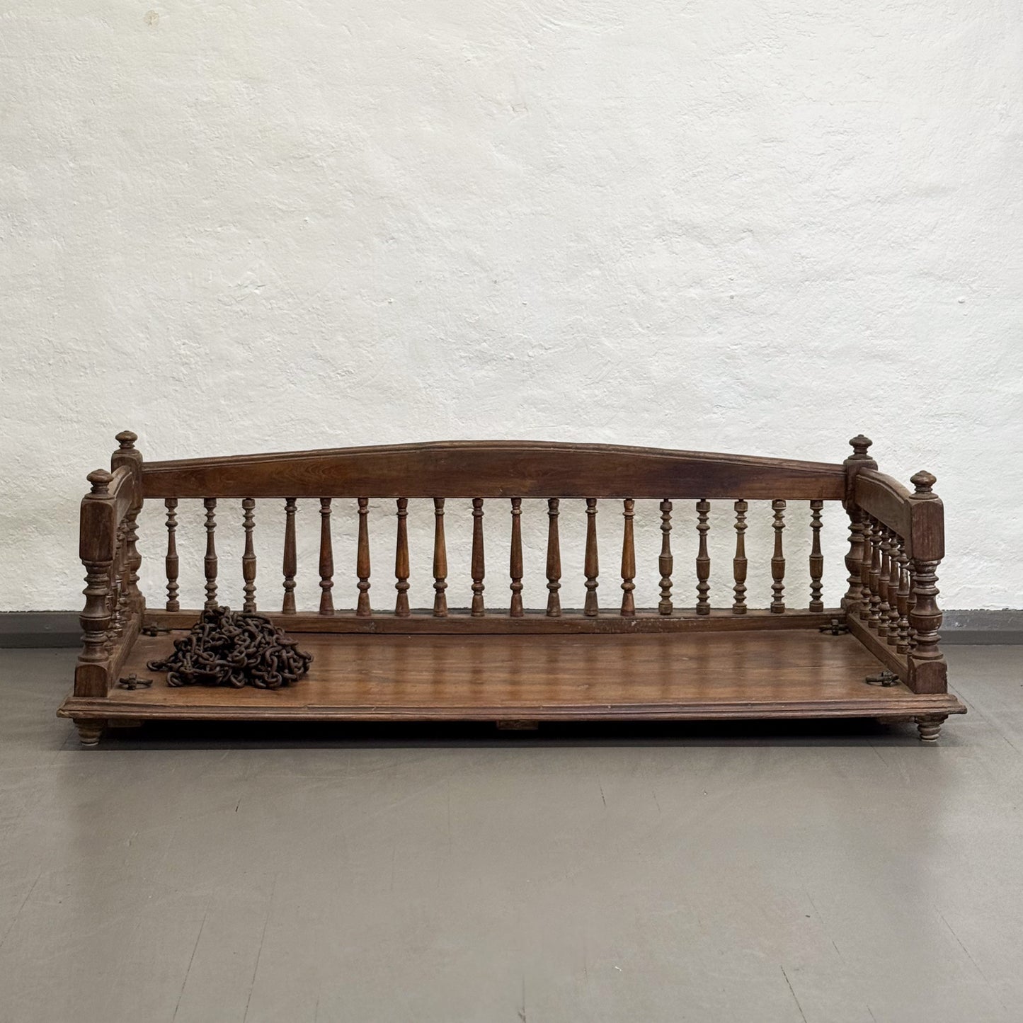 Spindle Back Teak Swinging Bench + Chain