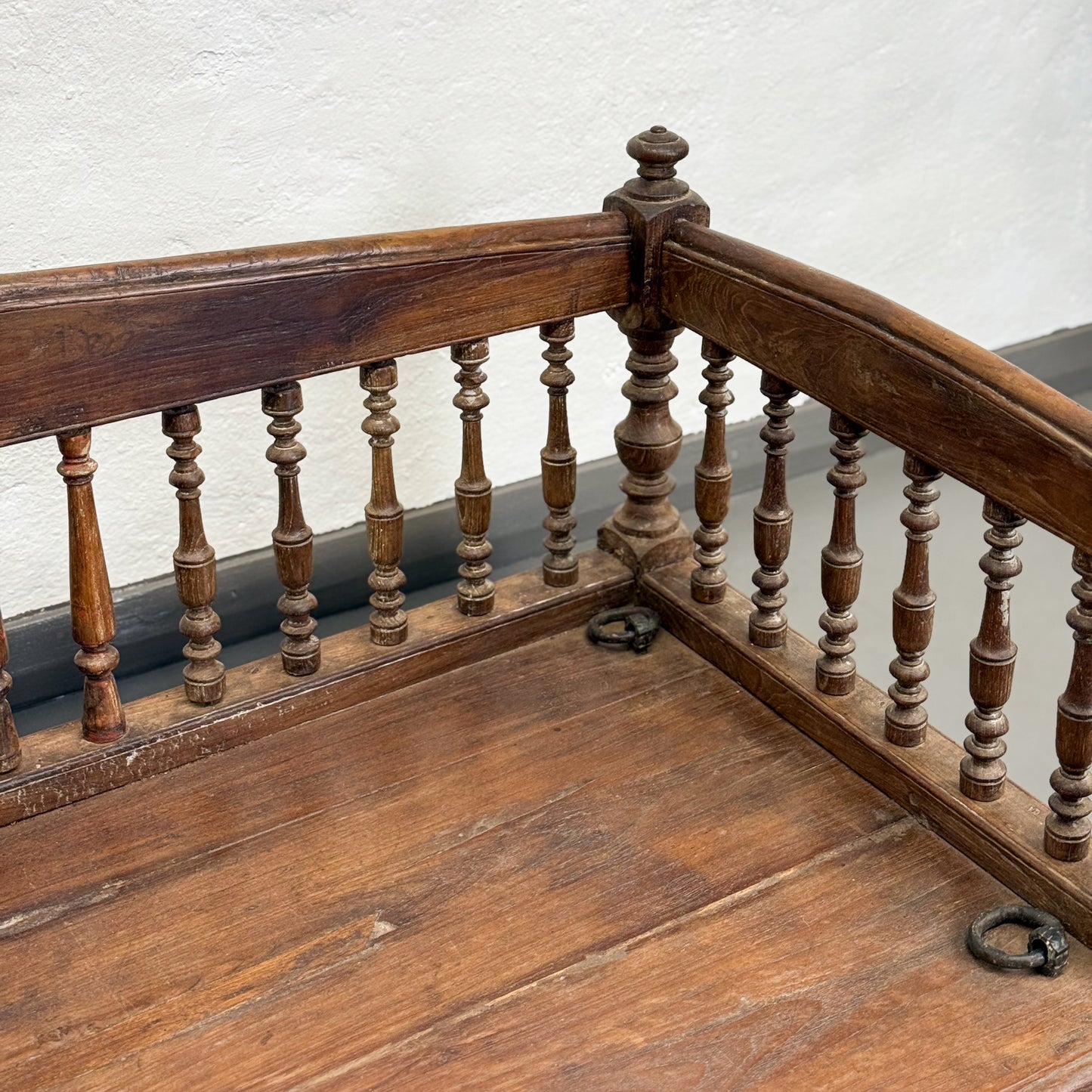 Spindle Back Teak Swinging Bench + Chain
