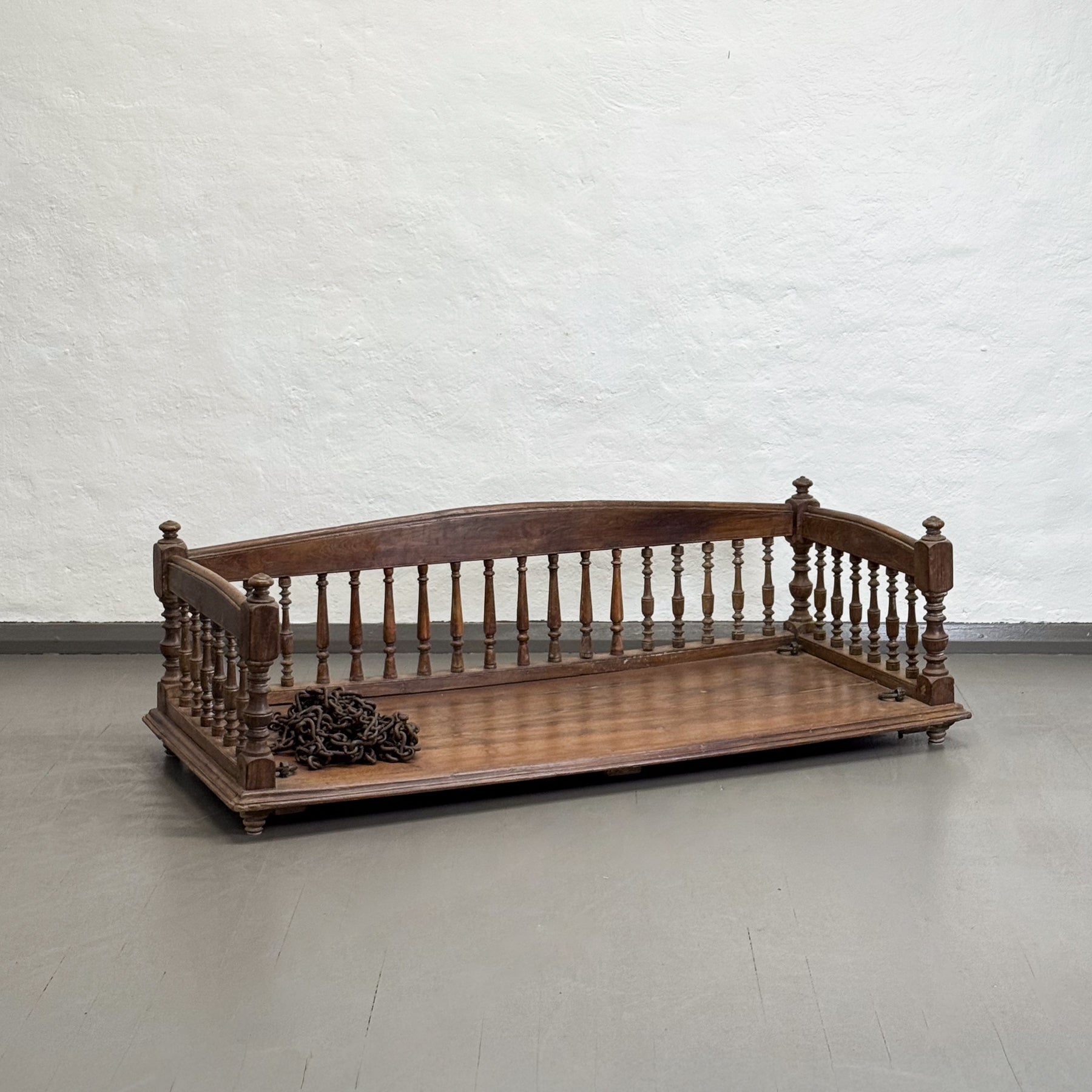 Spindle Back Teak Swinging Bench + Chain