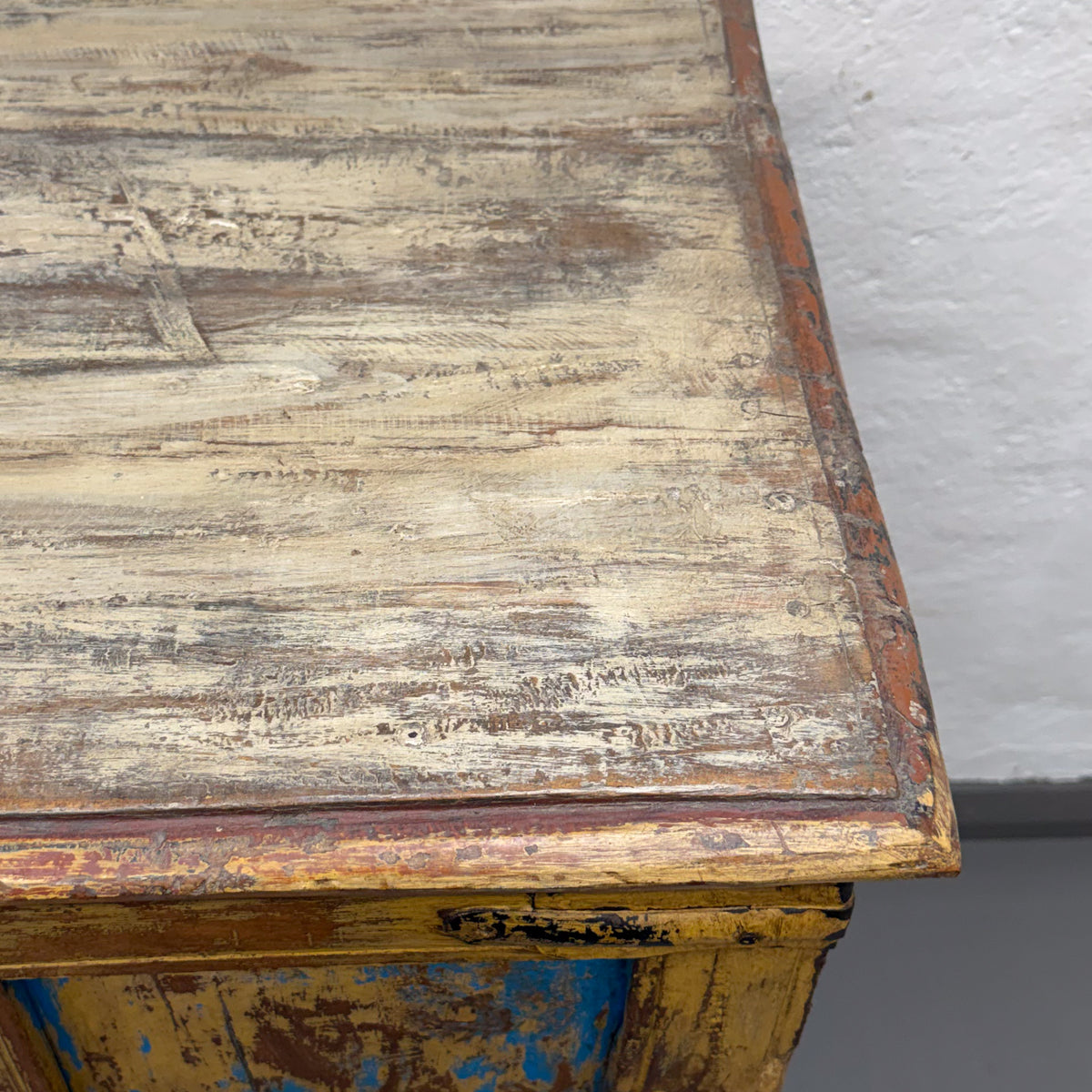 Yellow Blue Painted Cabinet