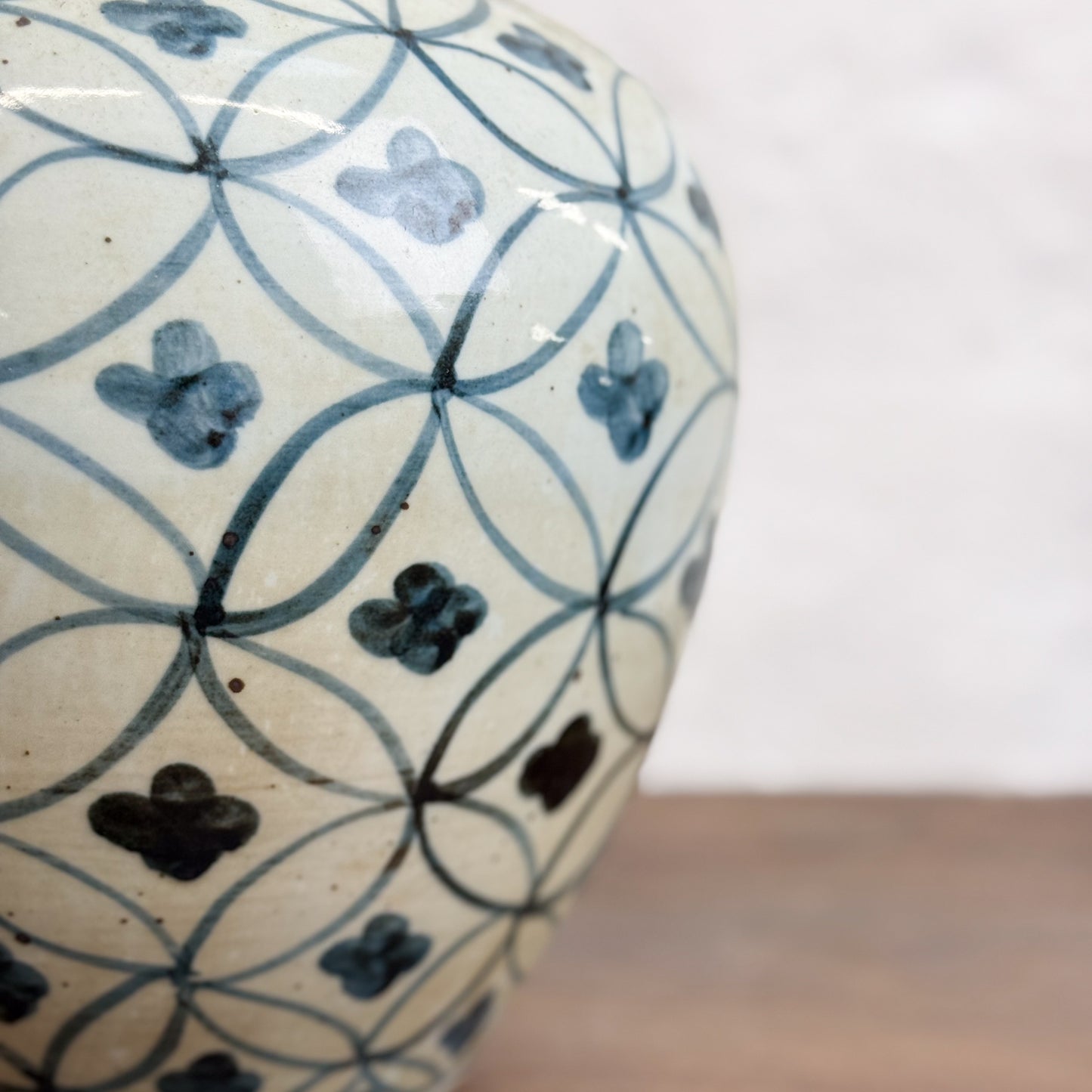 Circles & Blossoms Porcelain Ginger Jar