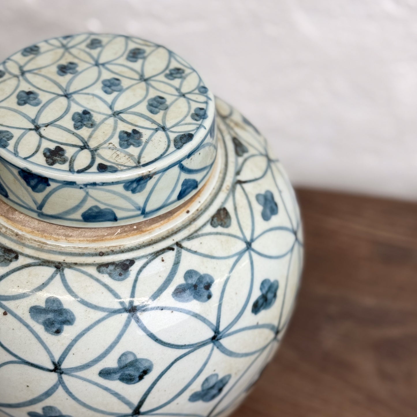 Circles & Blossoms Porcelain Ginger Jar