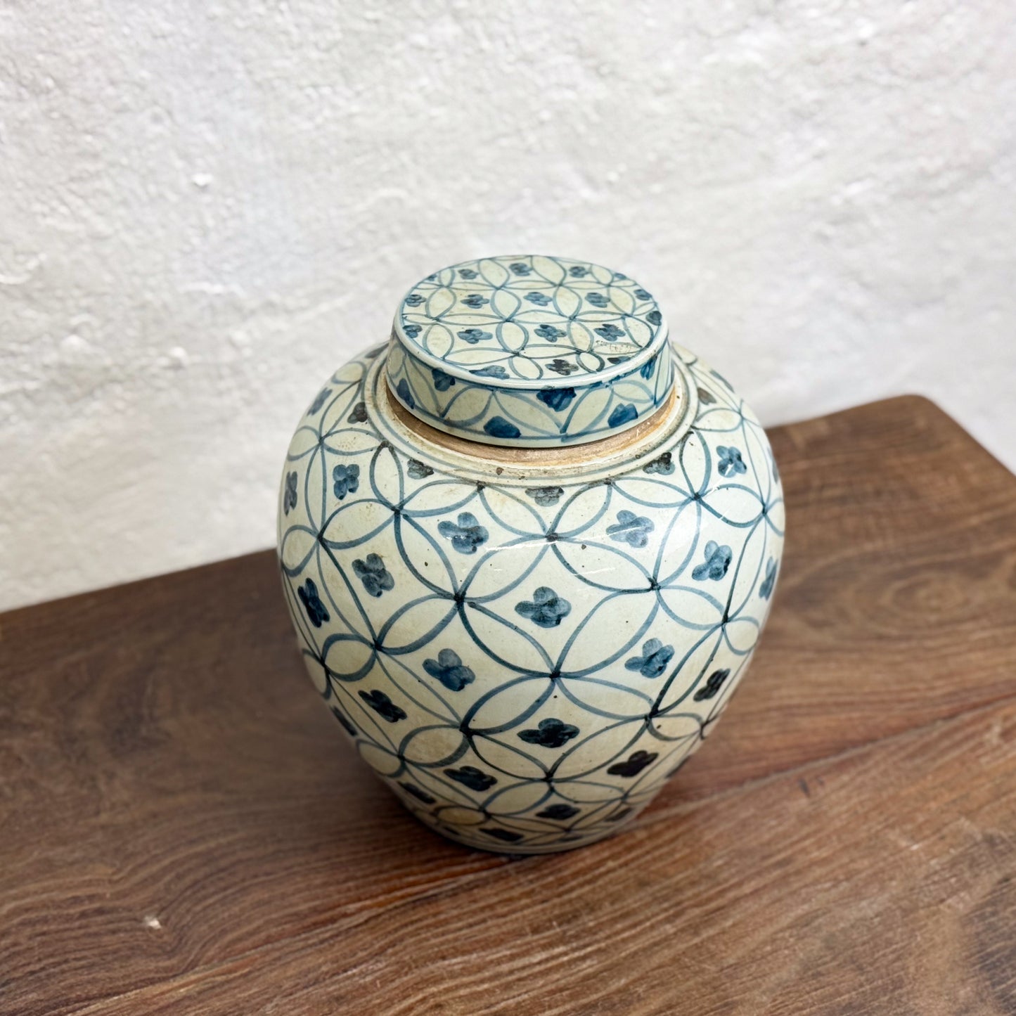 Circles & Blossoms Porcelain Ginger Jar