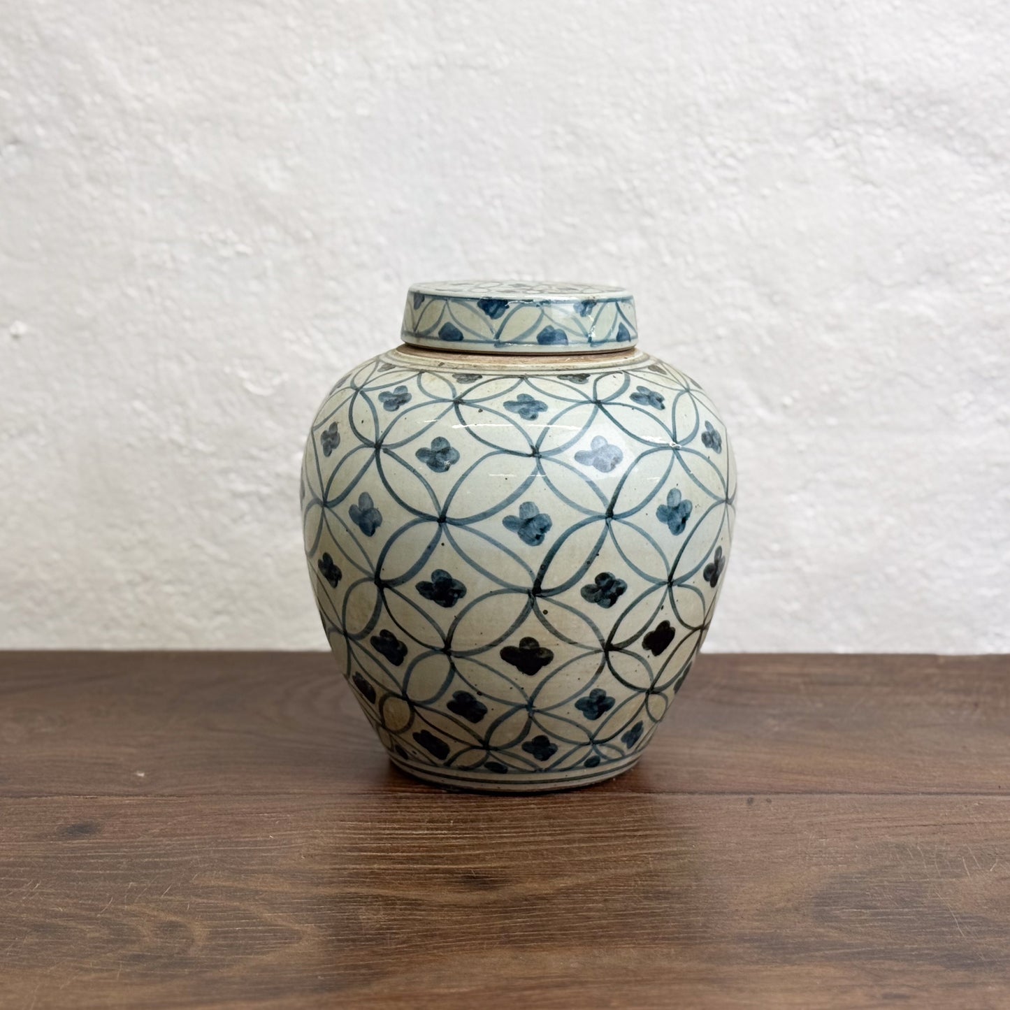 Circles & Blossoms Porcelain Ginger Jar
