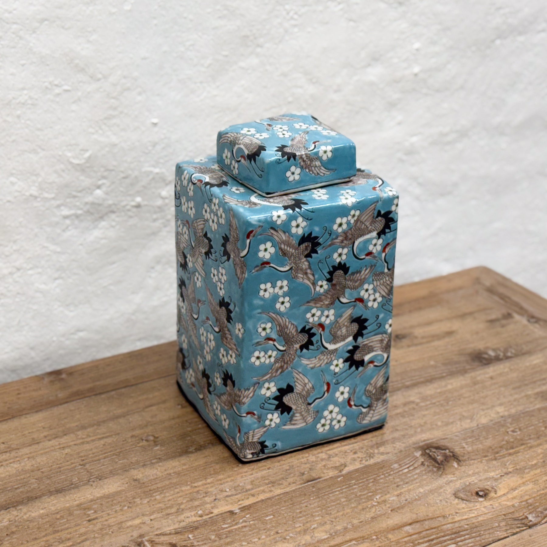 Crane Square Porcelain Jar