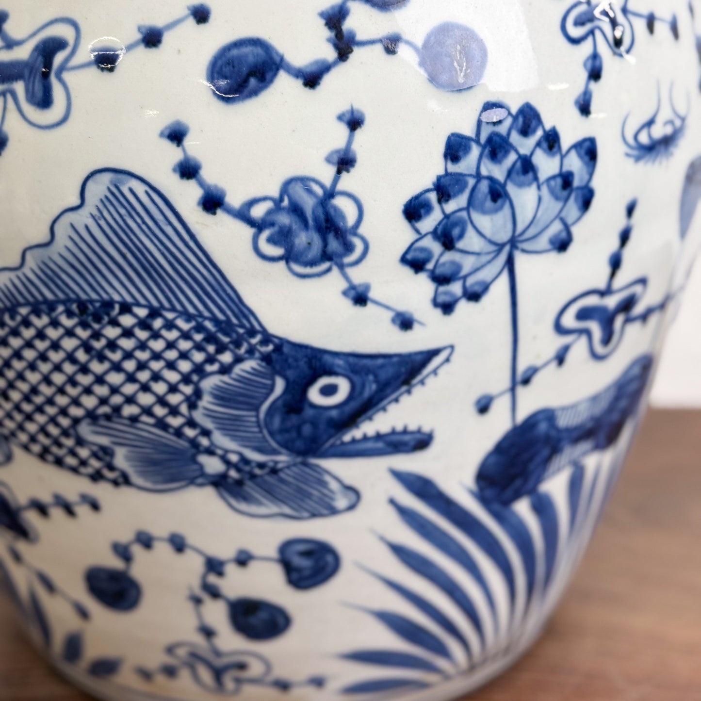 Fish Tall Porcelain Ginger Jar