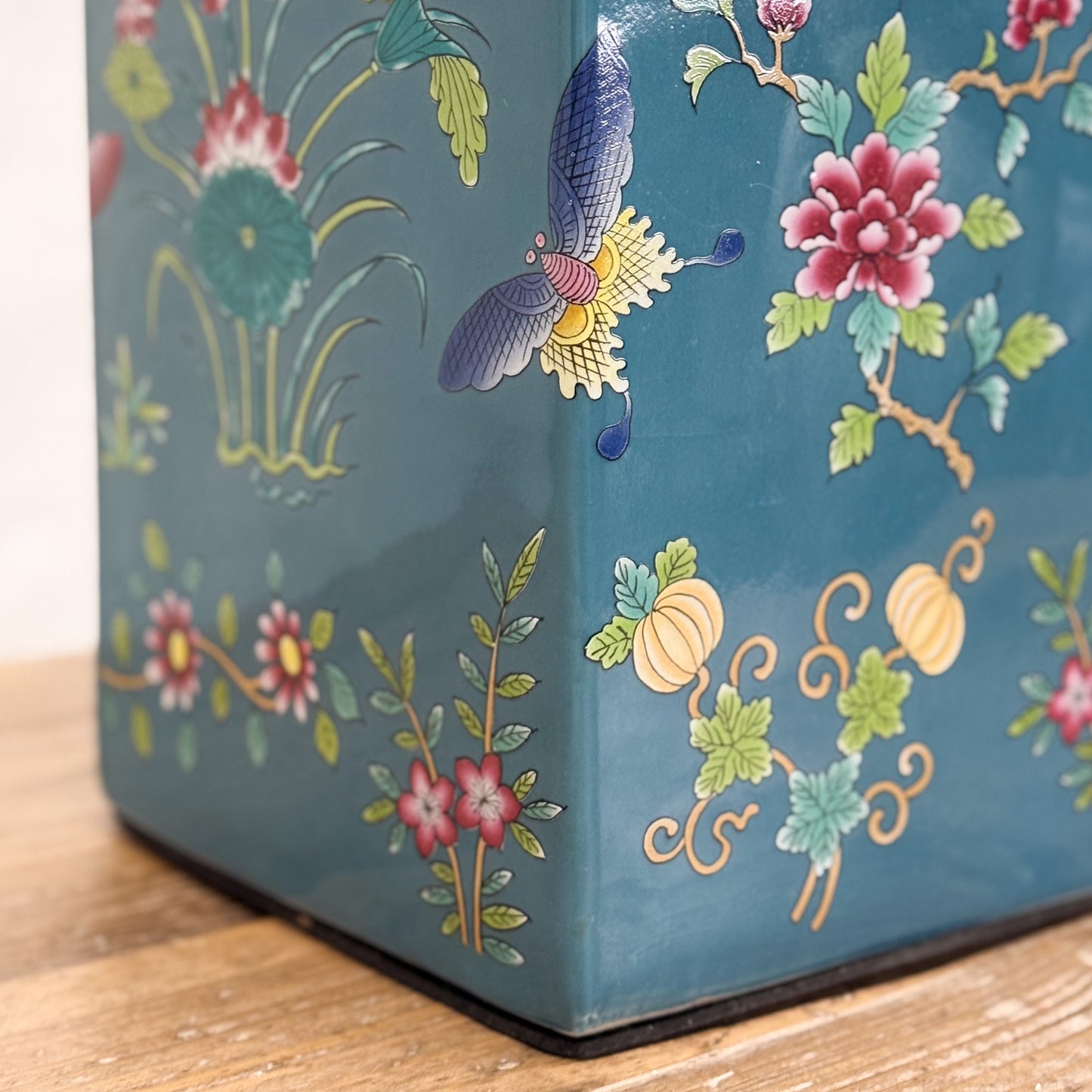 Peach Blossom Square Porcelain Jar