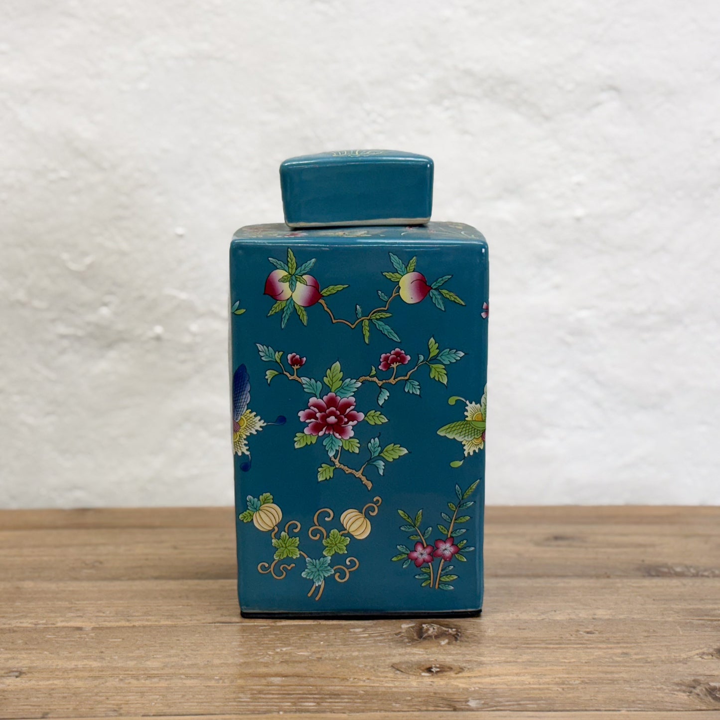 Peach Blossom Square Porcelain Jar